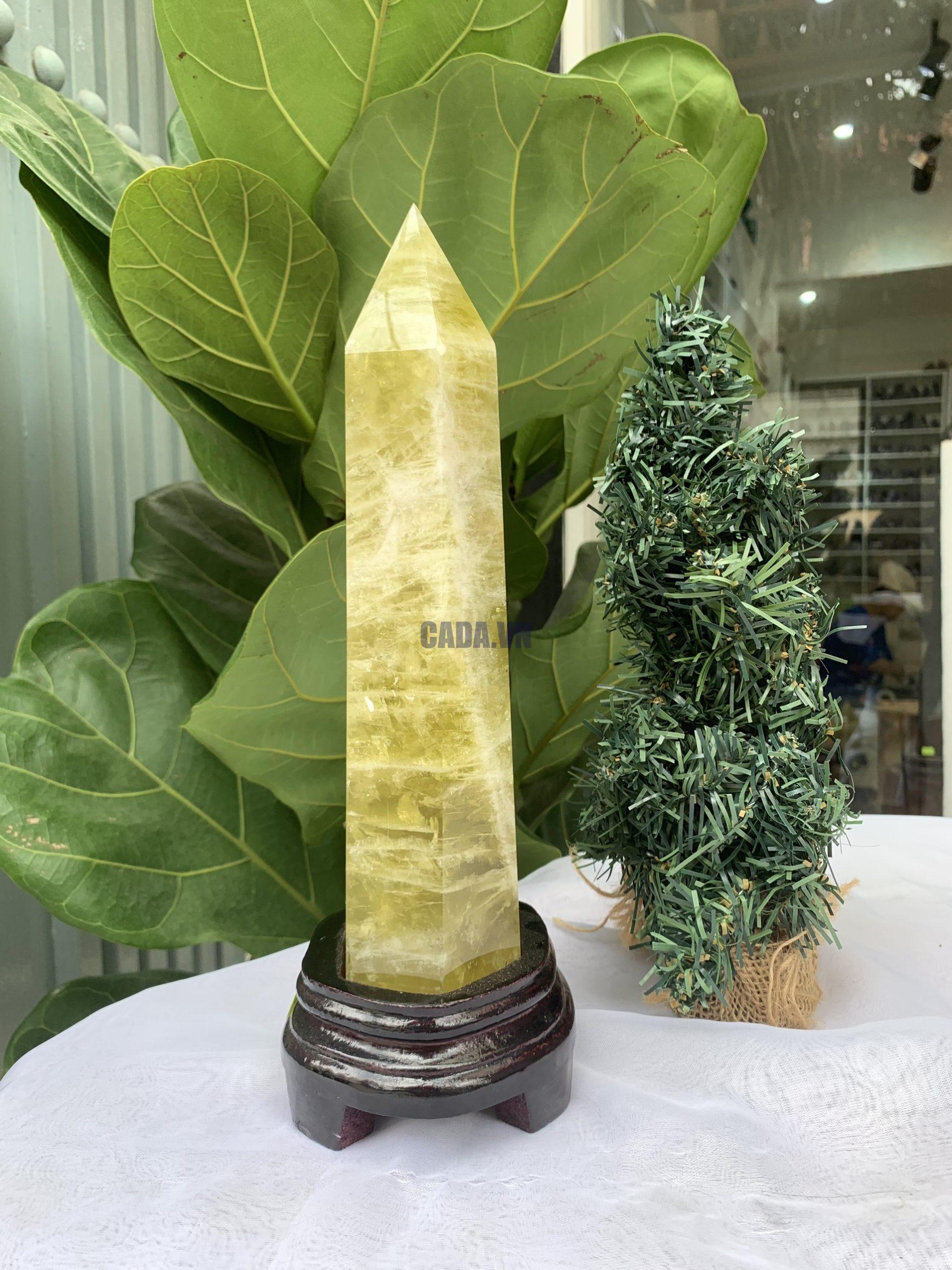 TRỤ ĐÁ THẠCH ANH VÀNG , KL: 1,708 KG, KT: 28,9x8,5 CM (TVL38) 
