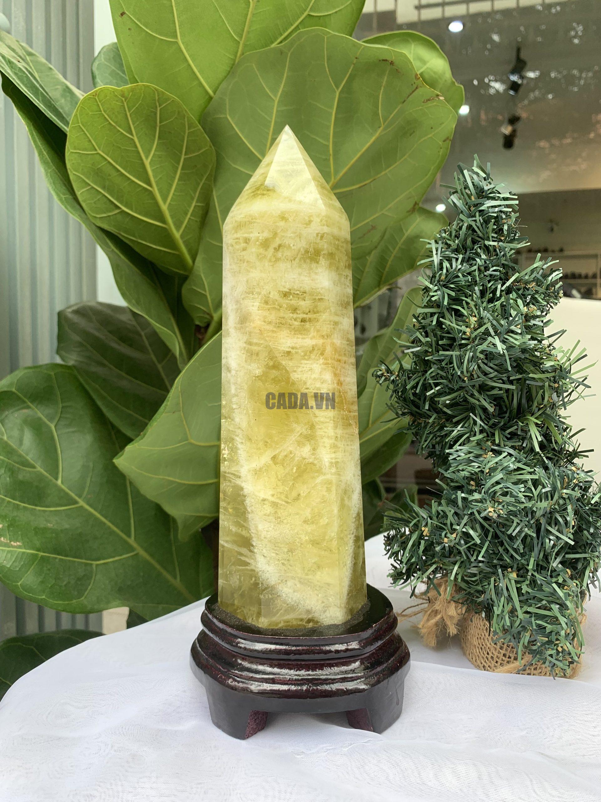 TRỤ ĐÁ THẠCH ANH VÀNG , KL: 1,708 KG, KT: 28,9x8,5 CM (TVL38) 