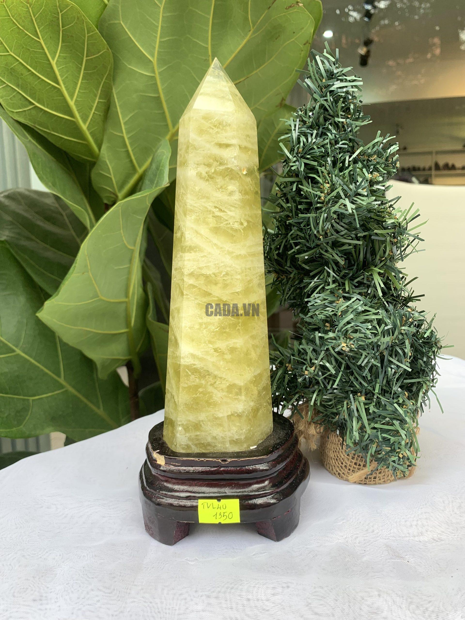 TRỤ ĐÁ THẠCH ANH VÀNG , KL: 1,124 KG, KT: 26,5x7 CM (TVL40)