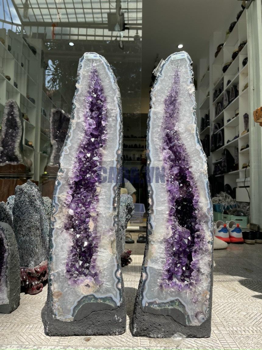 Hốc Đôi Thạch Anh Tím – Couple Amethyst Geode (T122 + T123)