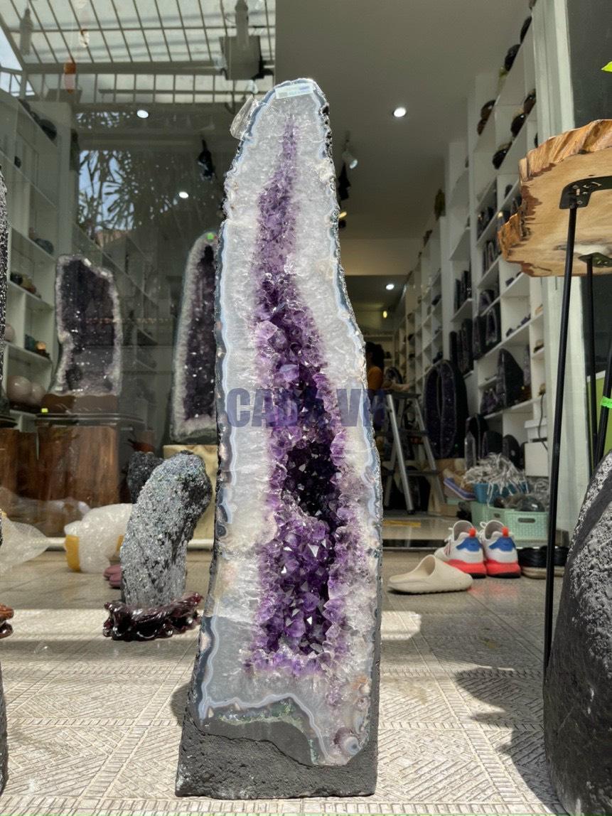 Hốc Thạch Anh Tím – Amethyst Geode (T122), KT: 73.5x20CM, KL: 19.44KG