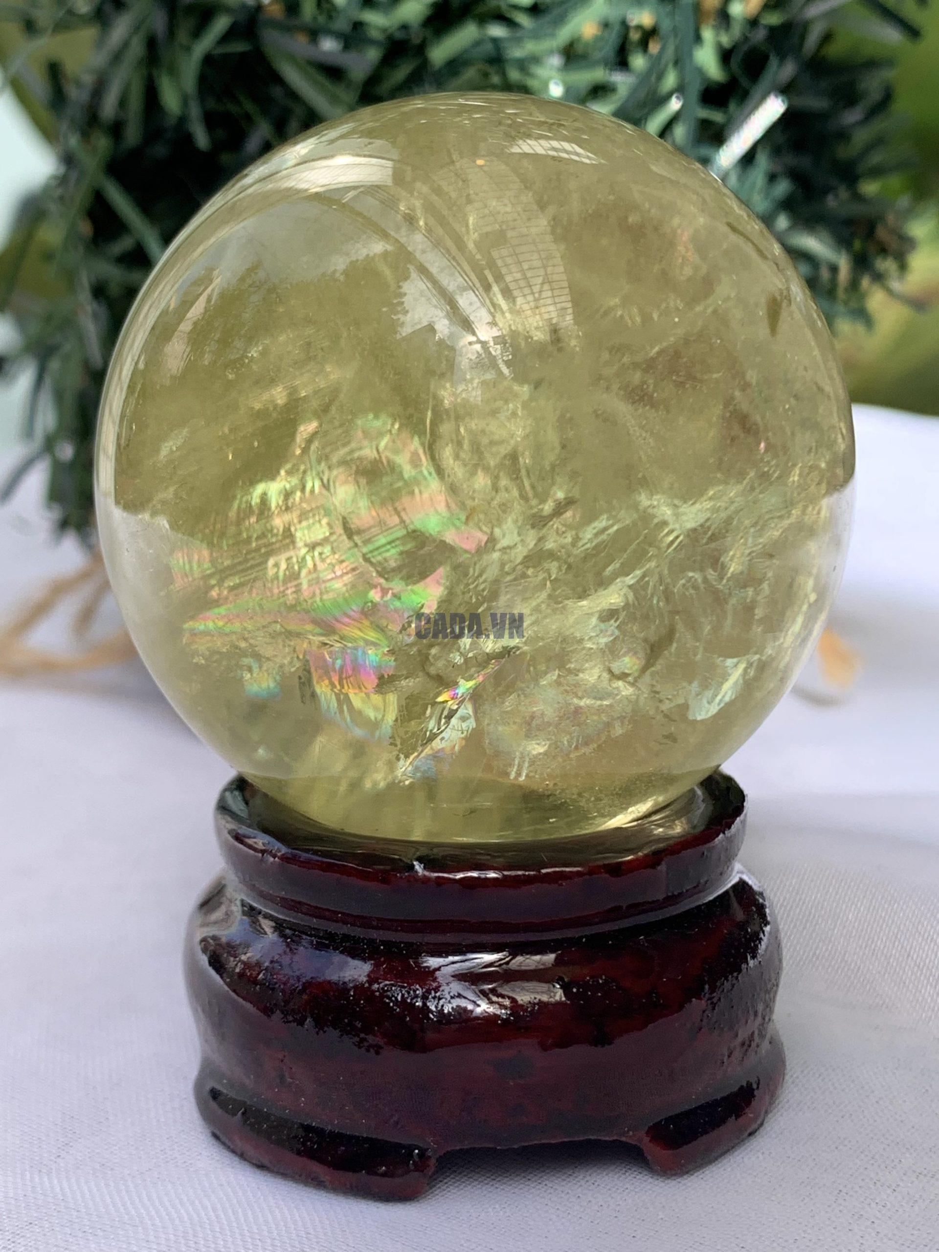 BI CẦU THẠCH ANH VÀNG – Citrine Sphere KL: 0.226 KG; ĐK: 5.4 cm (V04)