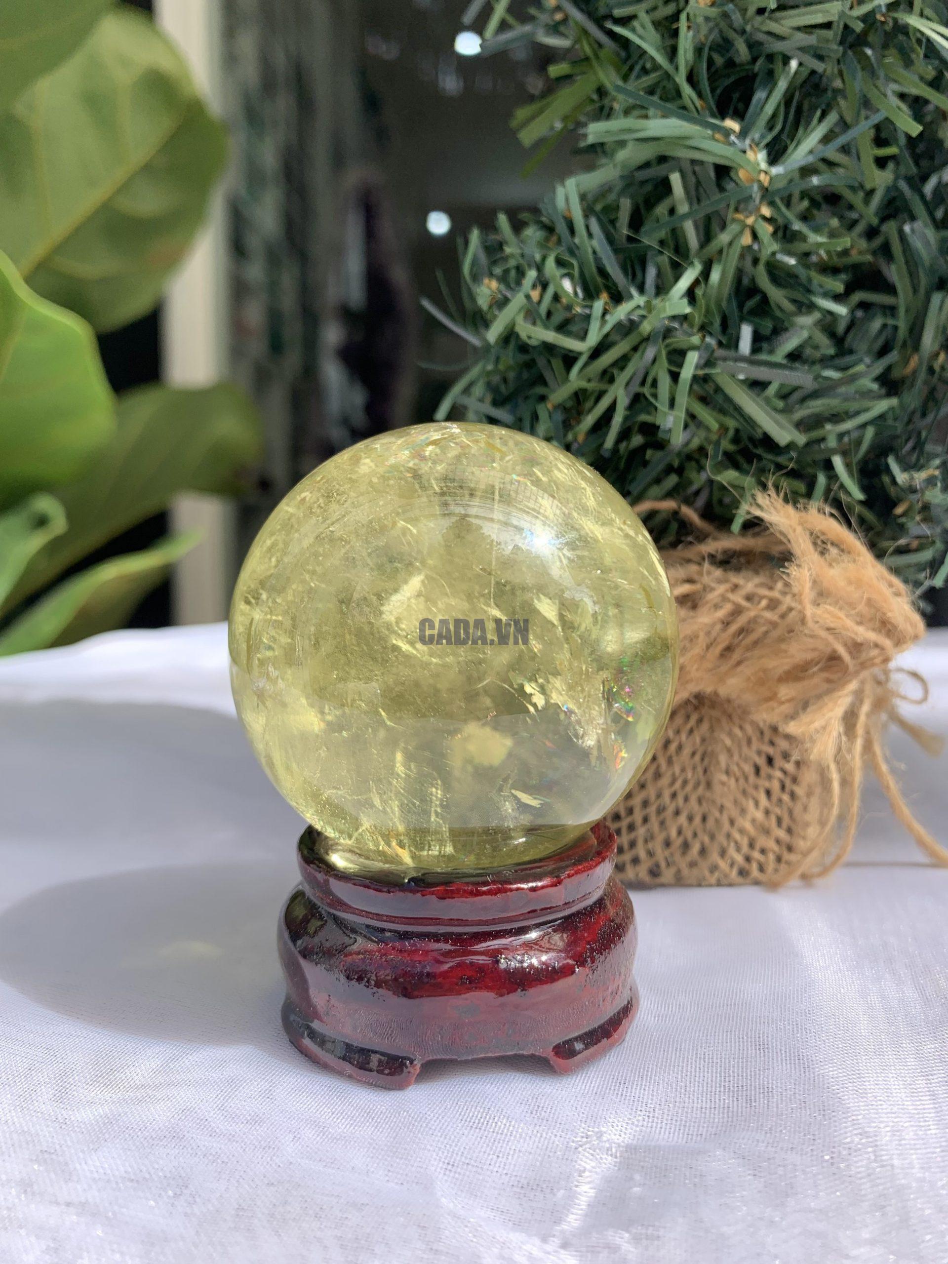 BI CẦU THẠCH ANH VÀNG – Citrine Sphere KL: 0.226 KG; ĐK: 5.4 cm (V04)