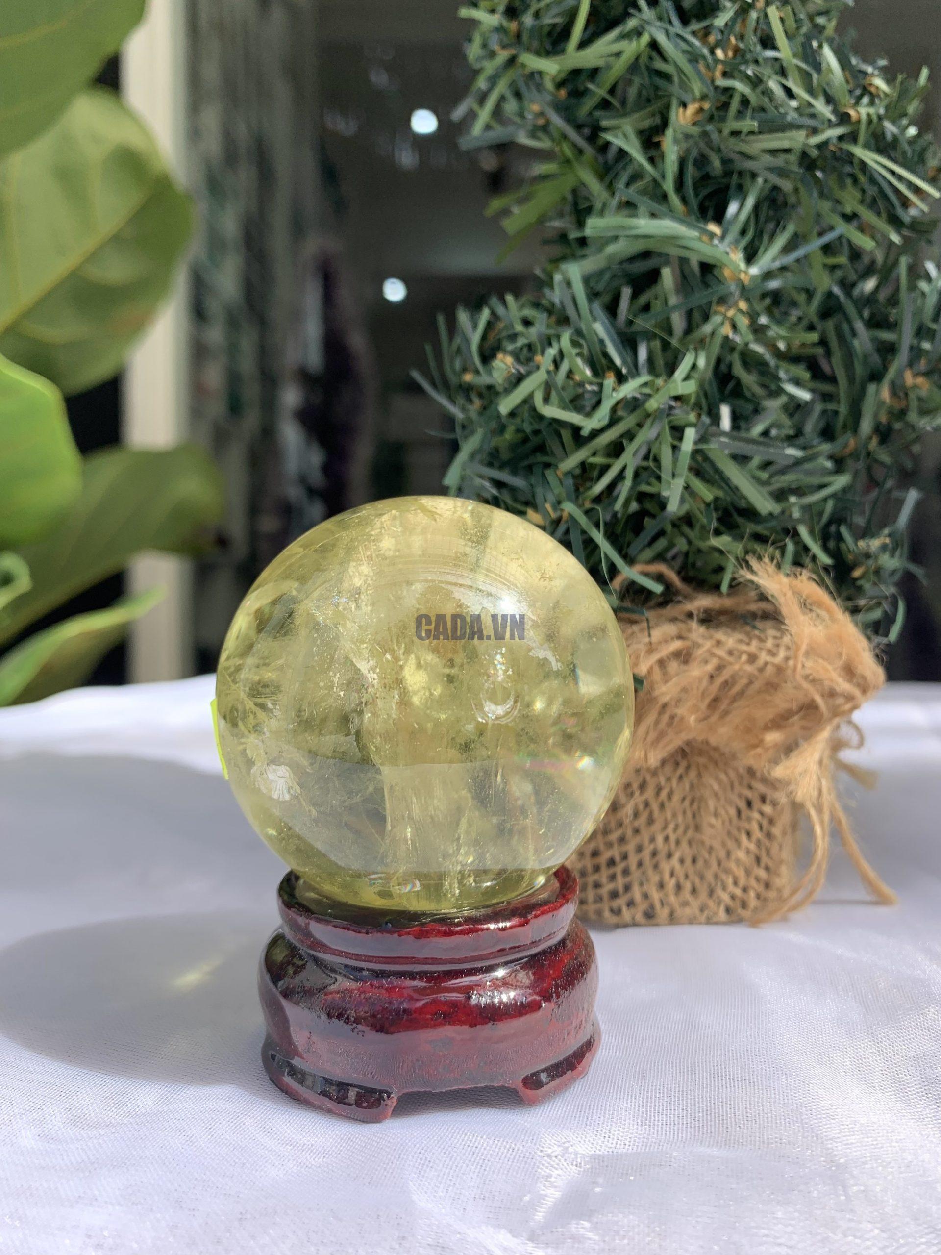 BI CẦU THẠCH ANH VÀNG – Citrine Sphere KL: 0.226 KG; ĐK: 5.4 cm (V04)