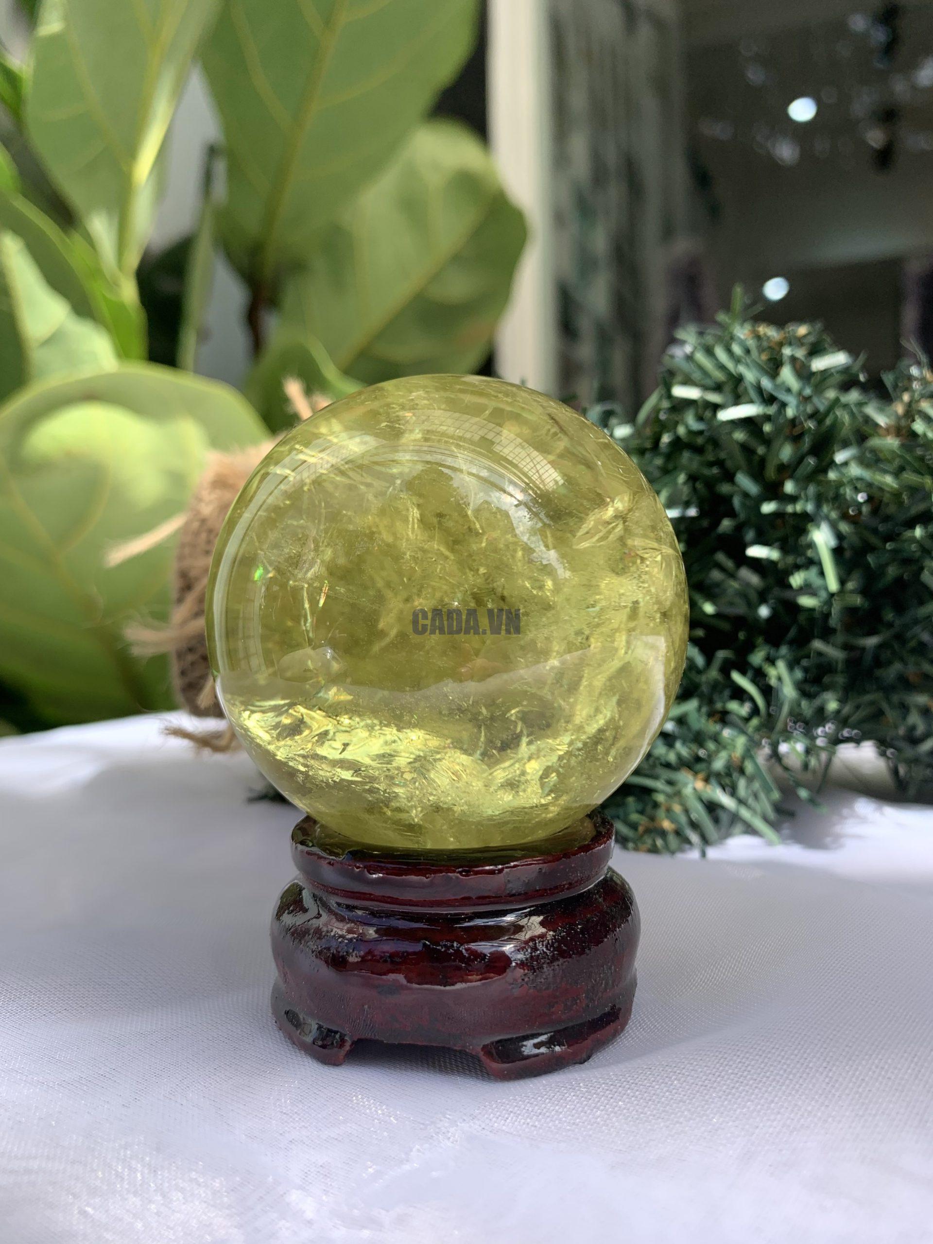 BI CẦU THẠCH ANH VÀNG – Citrine Sphere KL: 0.274 KG; ĐK: 5.8 cm (V06)