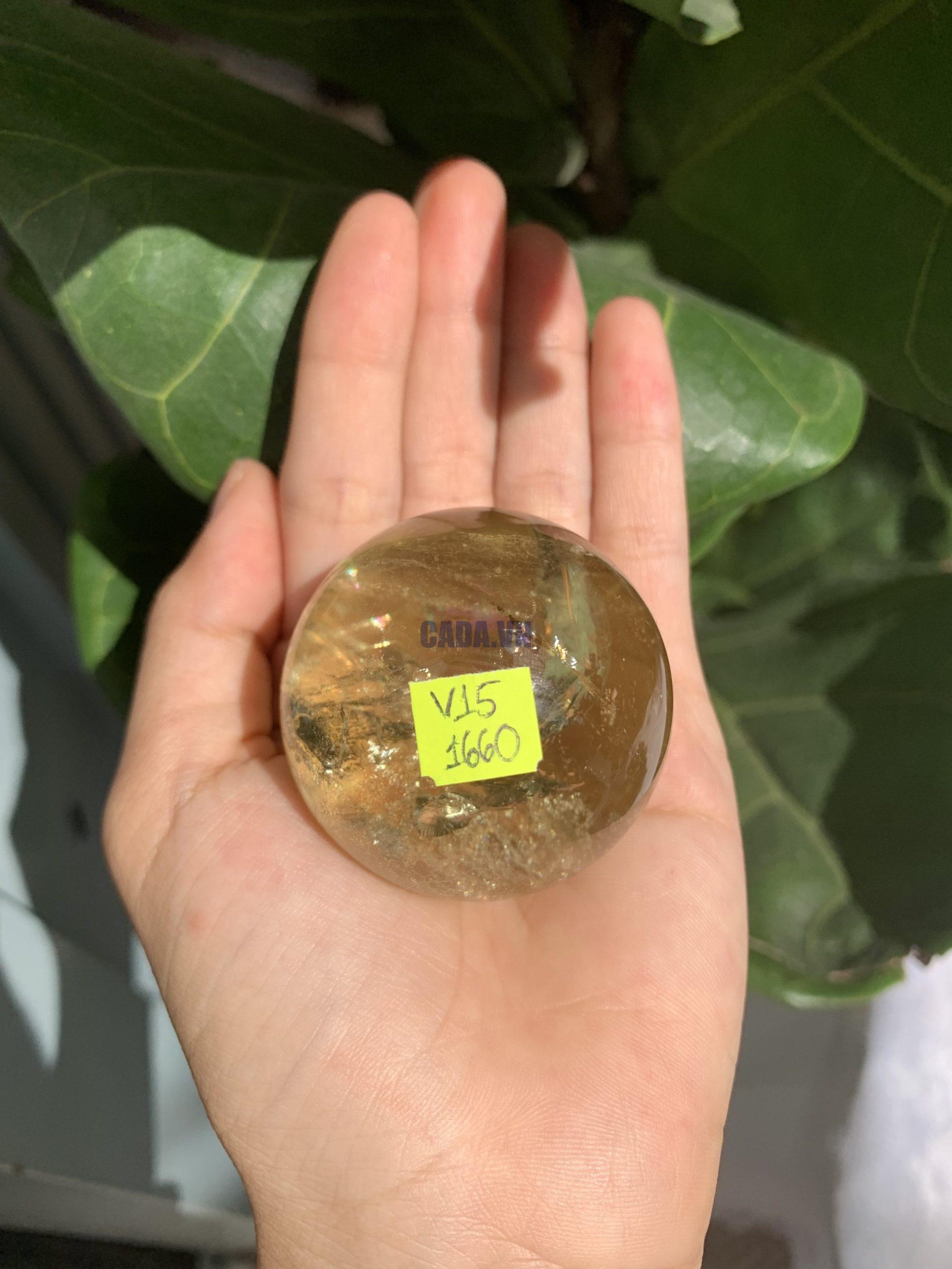 BI CẦU THẠCH ANH VÀNG – Citrine Sphere KL: 0,138 KG; ĐK: 4,7 cm (V15)