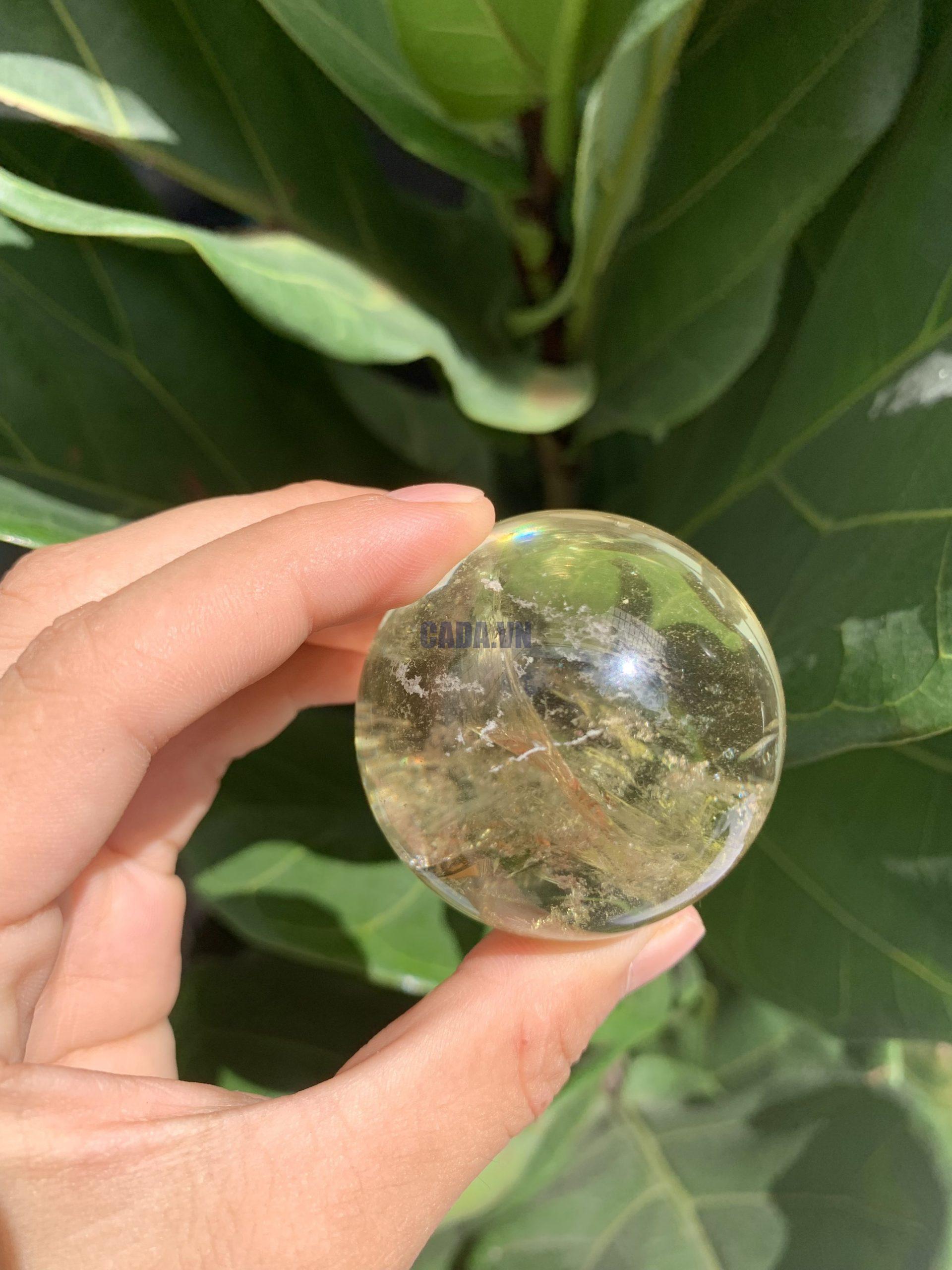 BI CẦU THẠCH ANH VÀNG – Citrine Sphere KL: 0,138 KG; ĐK: 4,7 cm (V15)