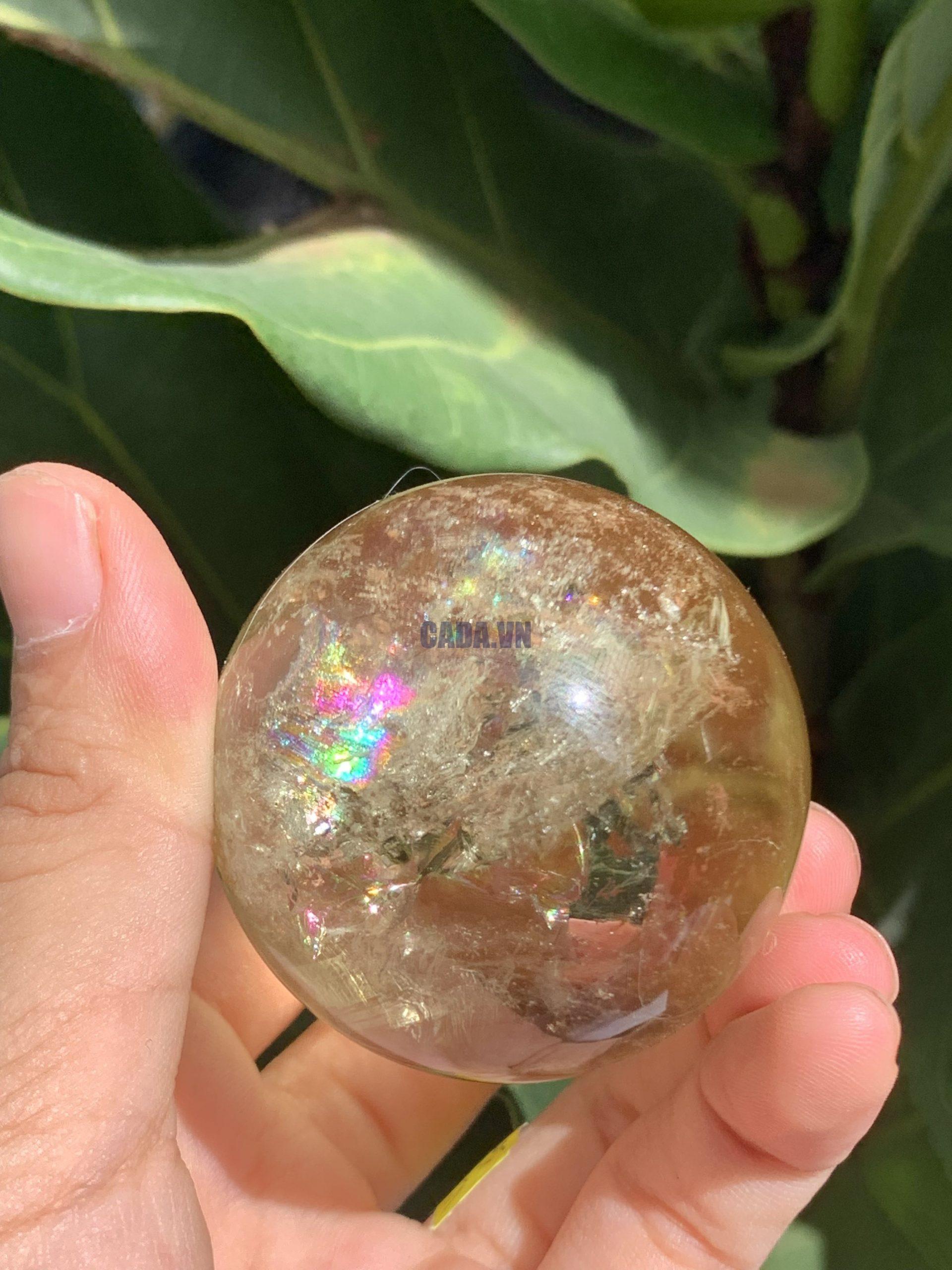 BI CẦU THẠCH ANH VÀNG – Citrine Sphere KL: 0,138 KG; ĐK: 4,7 cm (V15)