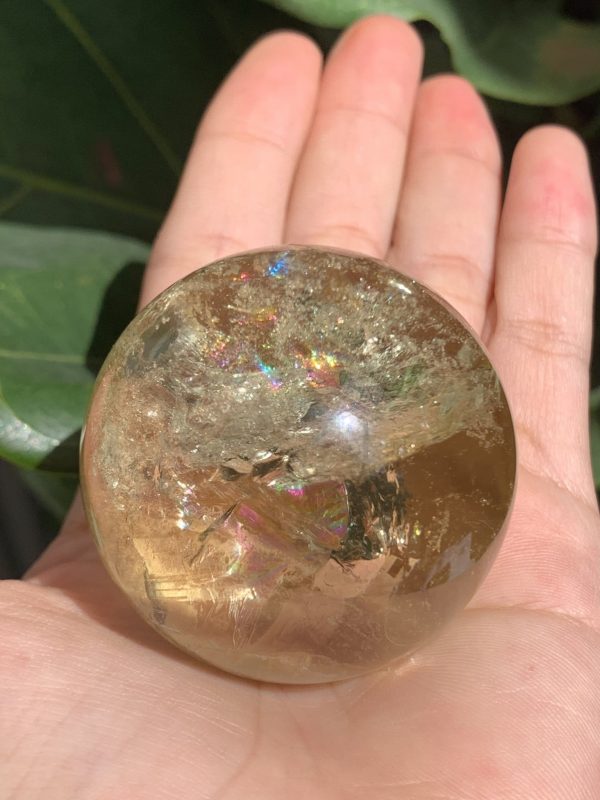 BI CẦU THẠCH ANH VÀNG – Citrine Sphere KL: 0,138 KG; ĐK: 4,7 cm (V15)