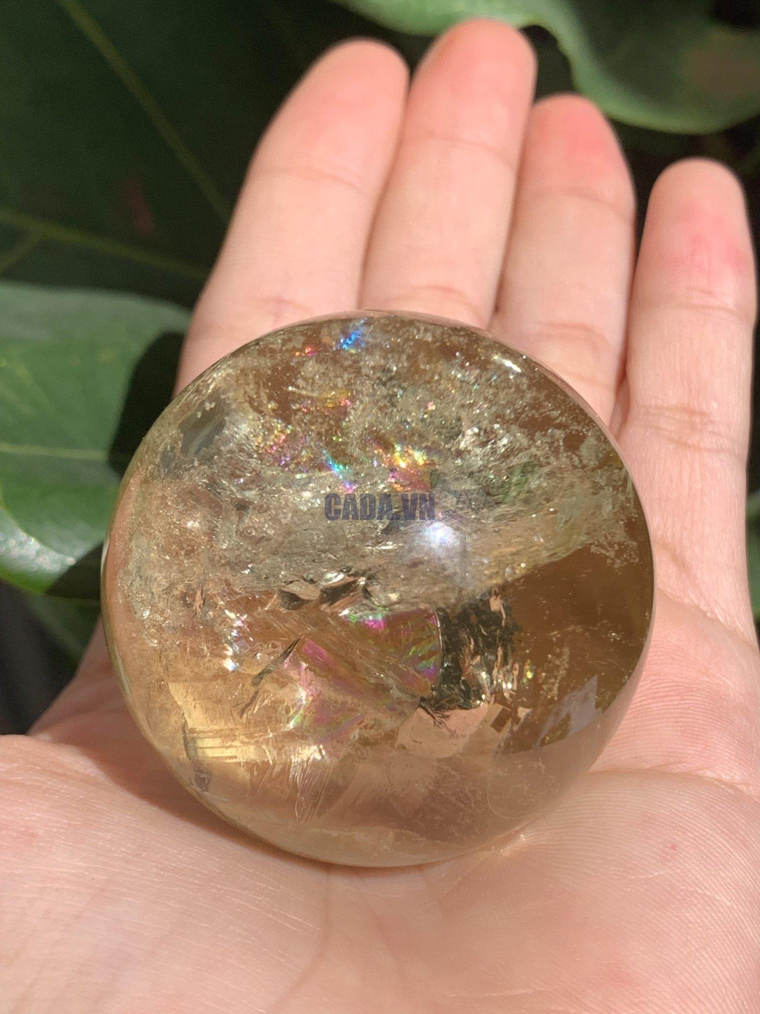 BI CẦU THẠCH ANH VÀNG – Citrine Sphere KL: 0,138 KG; ĐK: 4,7 cm (V15)