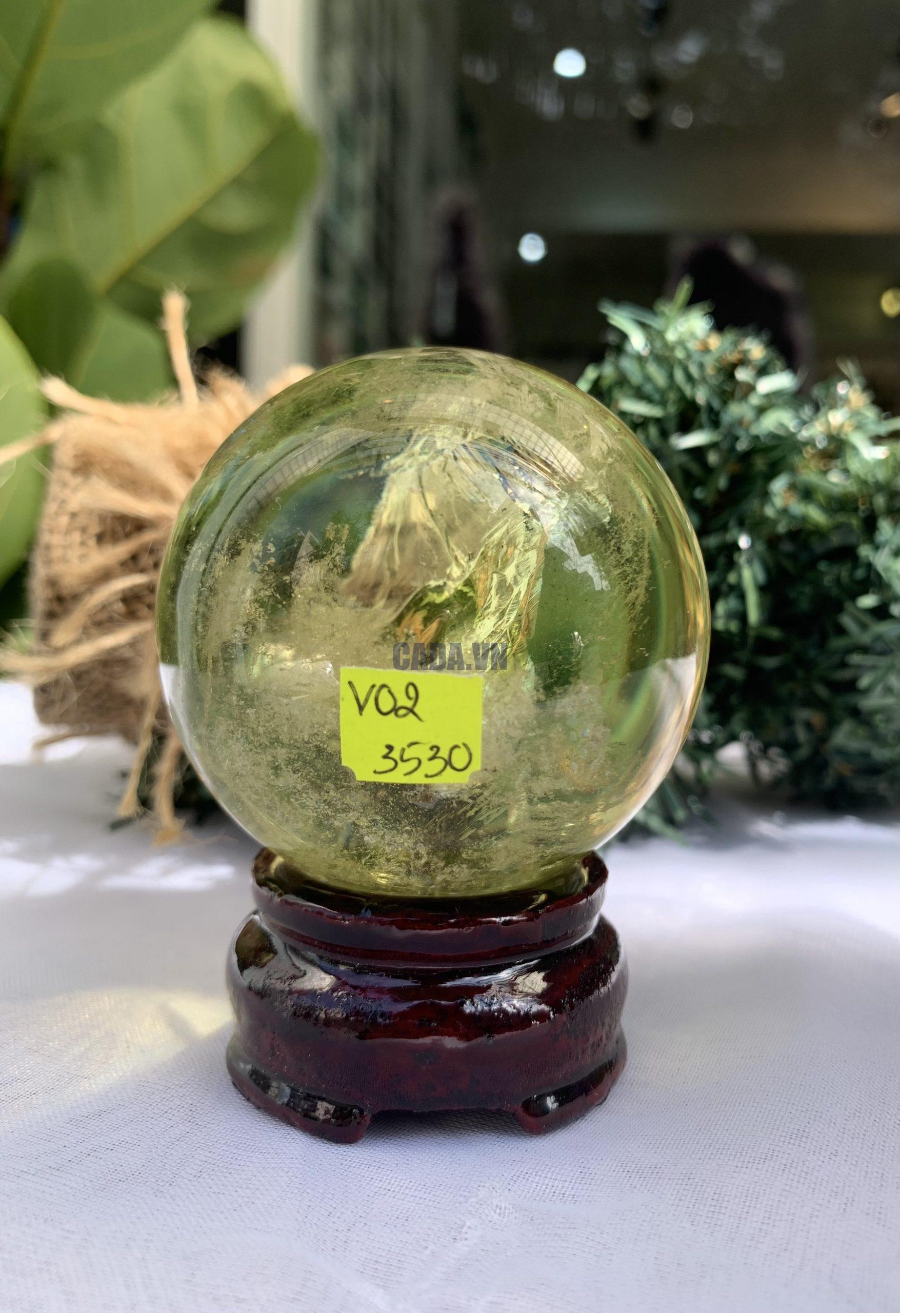 BI CẦU THẠCH ANH VÀNG – Citrine Sphere KL: 0.294 KG; ĐK: 6.4 cm (V02)