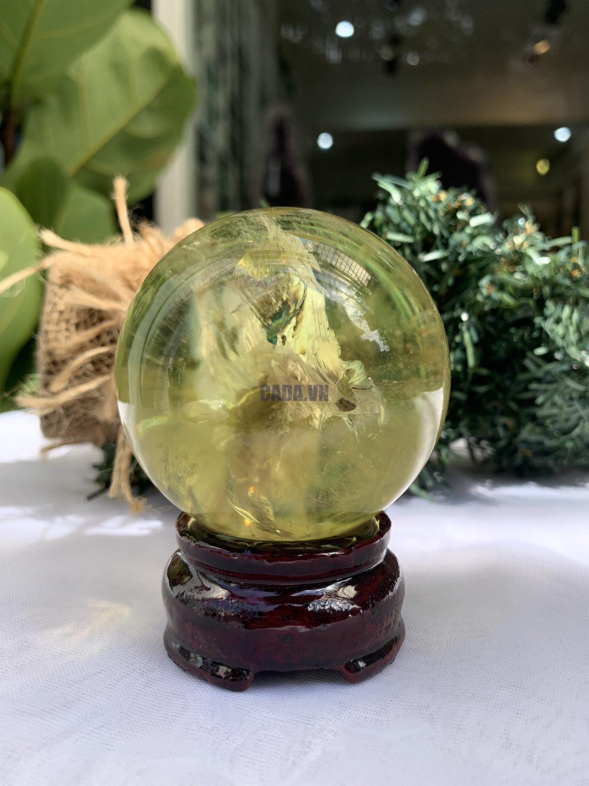 BI CẦU THẠCH ANH VÀNG – Citrine Sphere KL: 0.294 KG; ĐK: 6.4 cm (V02)