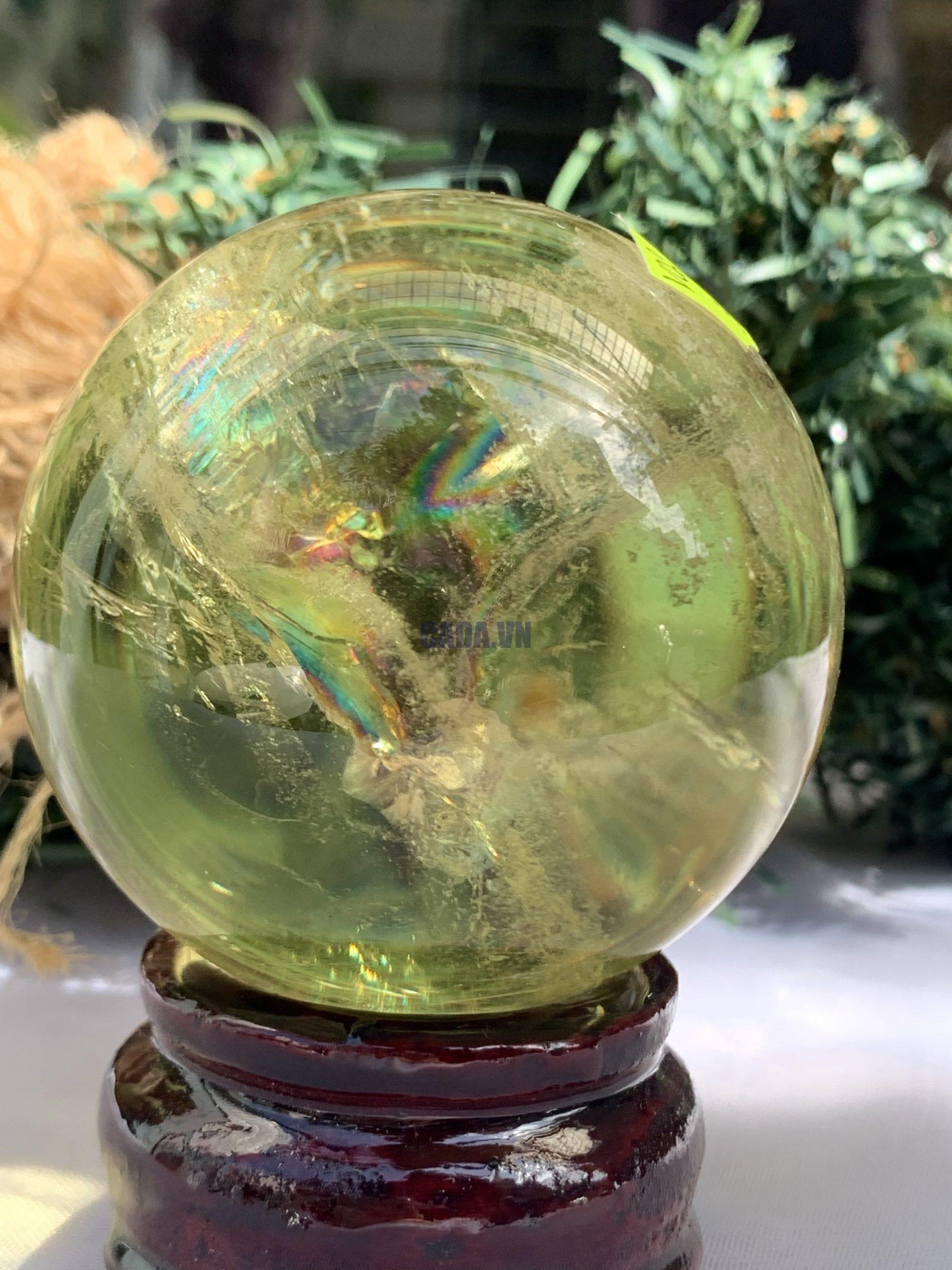 BI CẦU THẠCH ANH VÀNG – Citrine Sphere KL: 0.294 KG; ĐK: 6.4 cm (V02)