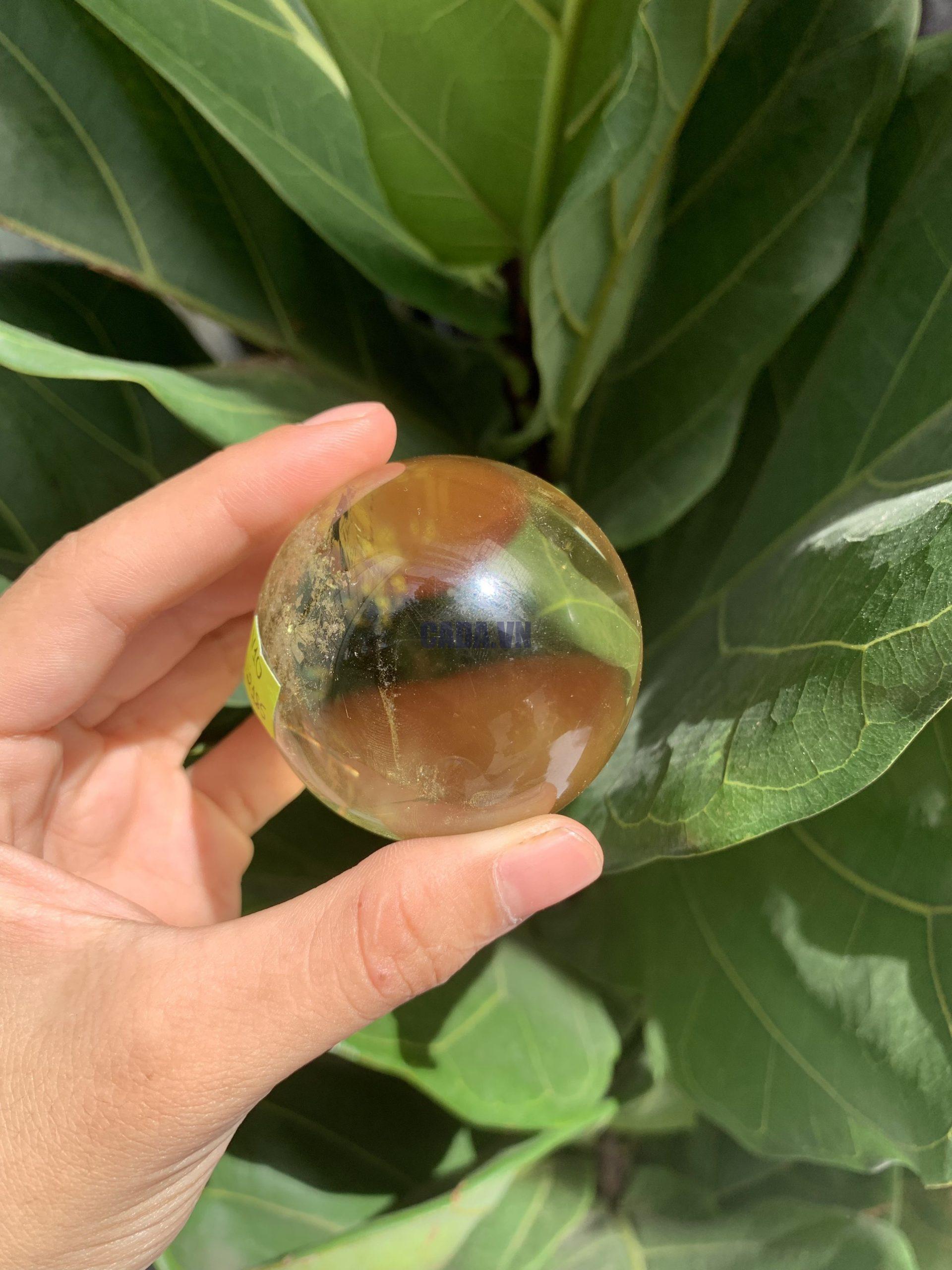 BI CẦU THẠCH ANH VÀNG – Citrine Sphere KL: 0,182 KG; ĐK: 5 cm (V10)