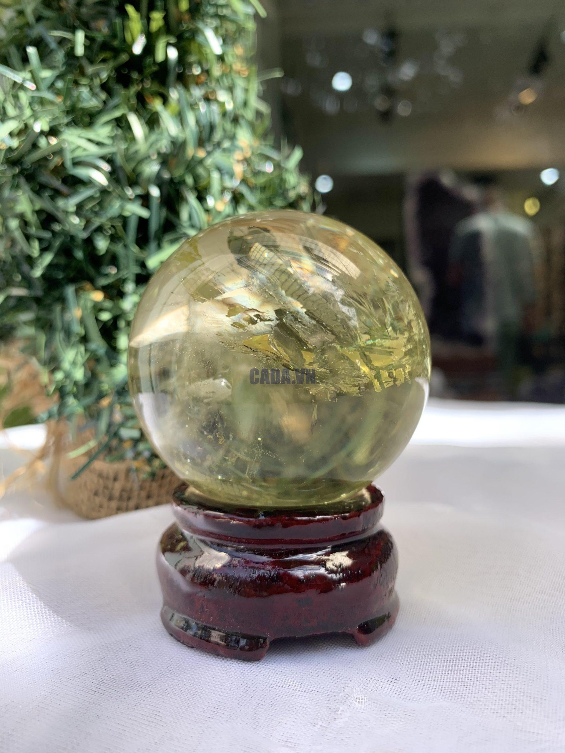 BI CẦU THẠCH ANH VÀNG – Citrine Sphere KL: 0,238 KG; ĐK: 5,5 cm (V16)