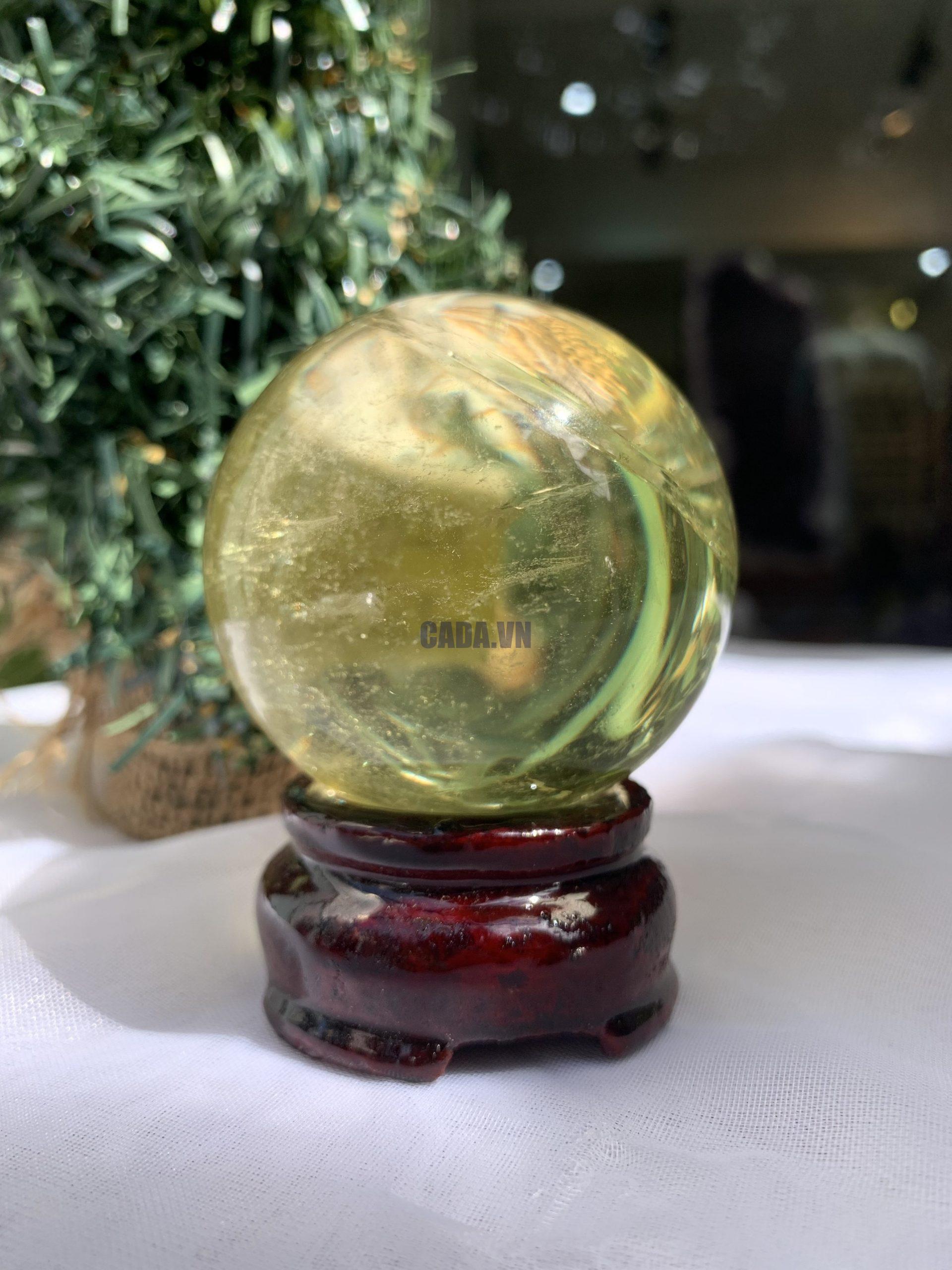 BI CẦU THẠCH ANH VÀNG – Citrine Sphere KL: 0,238 KG; ĐK: 5,5 cm (V16)