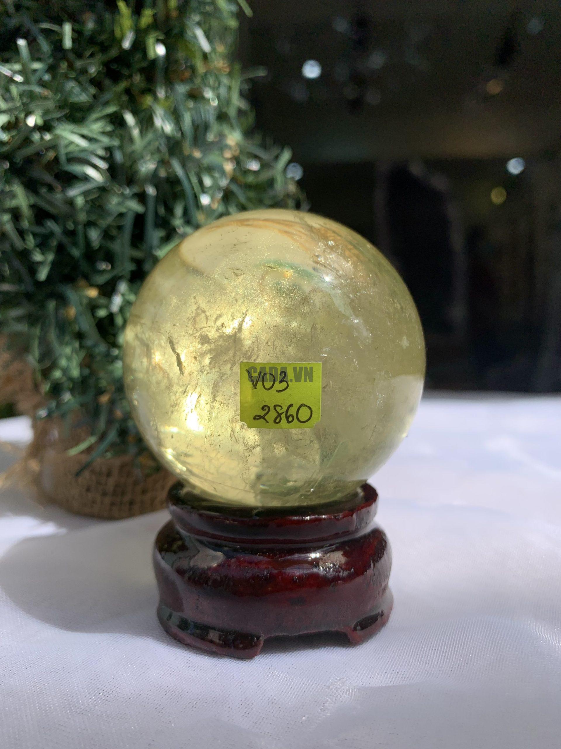 BI CẦU THẠCH ANH VÀNG – Citrine Sphere KL: 0.238 KG; ĐK: 5.5 cm (V03)