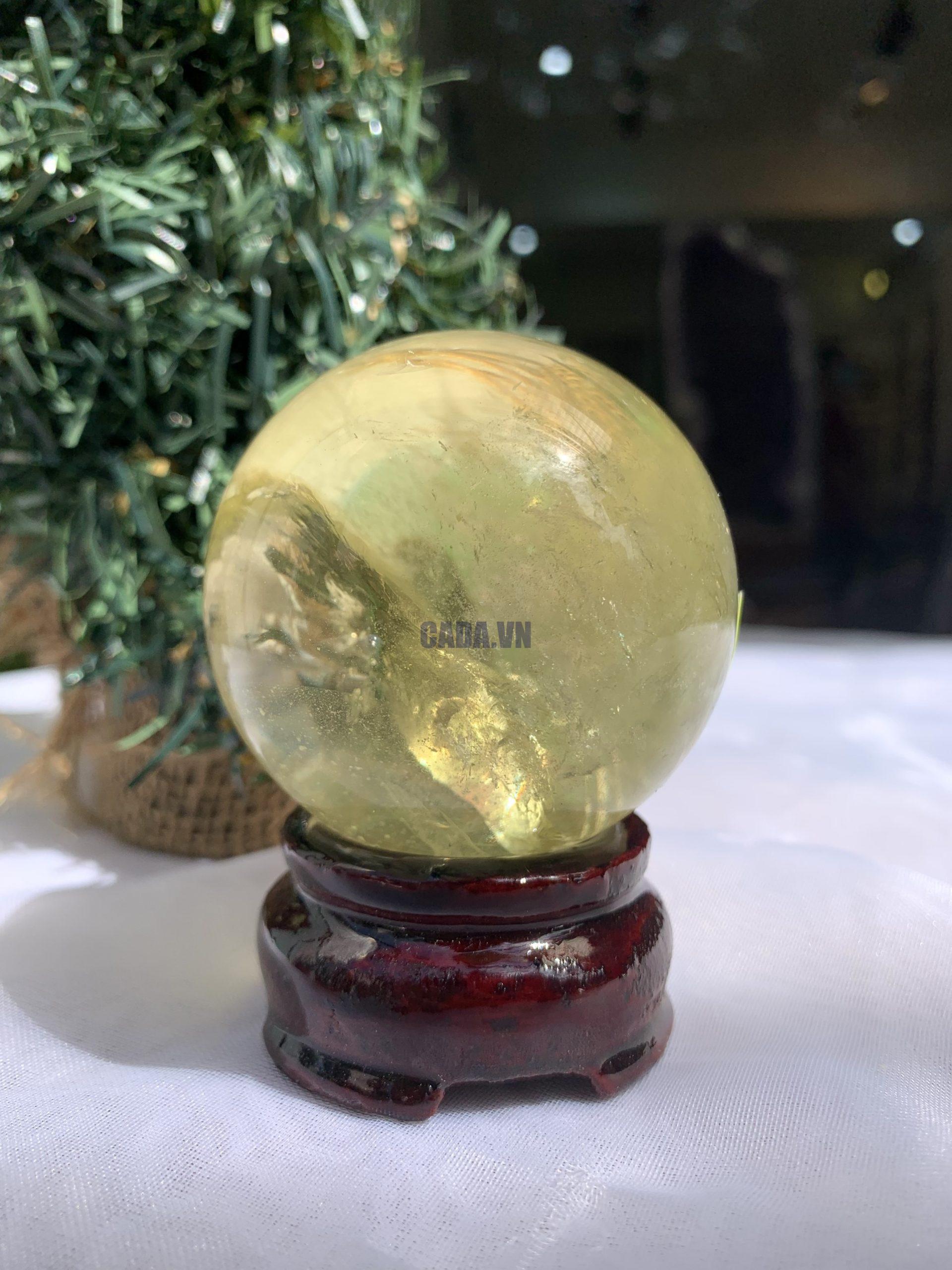 BI CẦU THẠCH ANH VÀNG – Citrine Sphere KL: 0.238 KG; ĐK: 5.5 cm (V03)