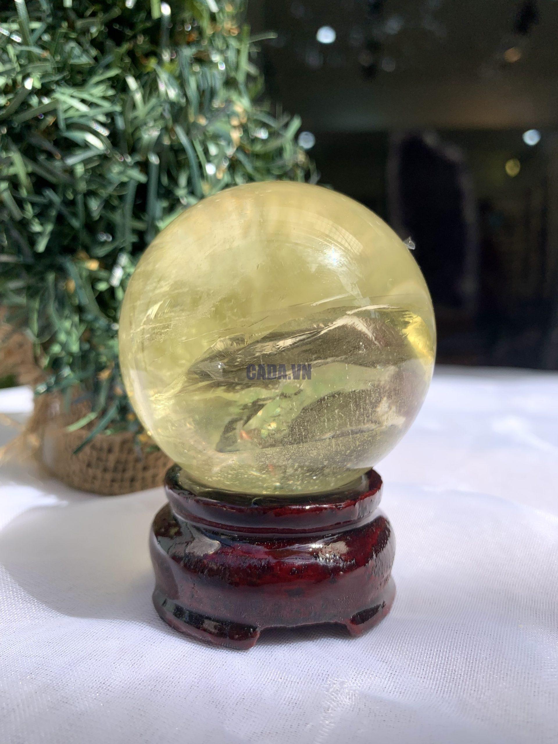 BI CẦU THẠCH ANH VÀNG – Citrine Sphere KL: 0.238 KG; ĐK: 5.5 cm (V03)