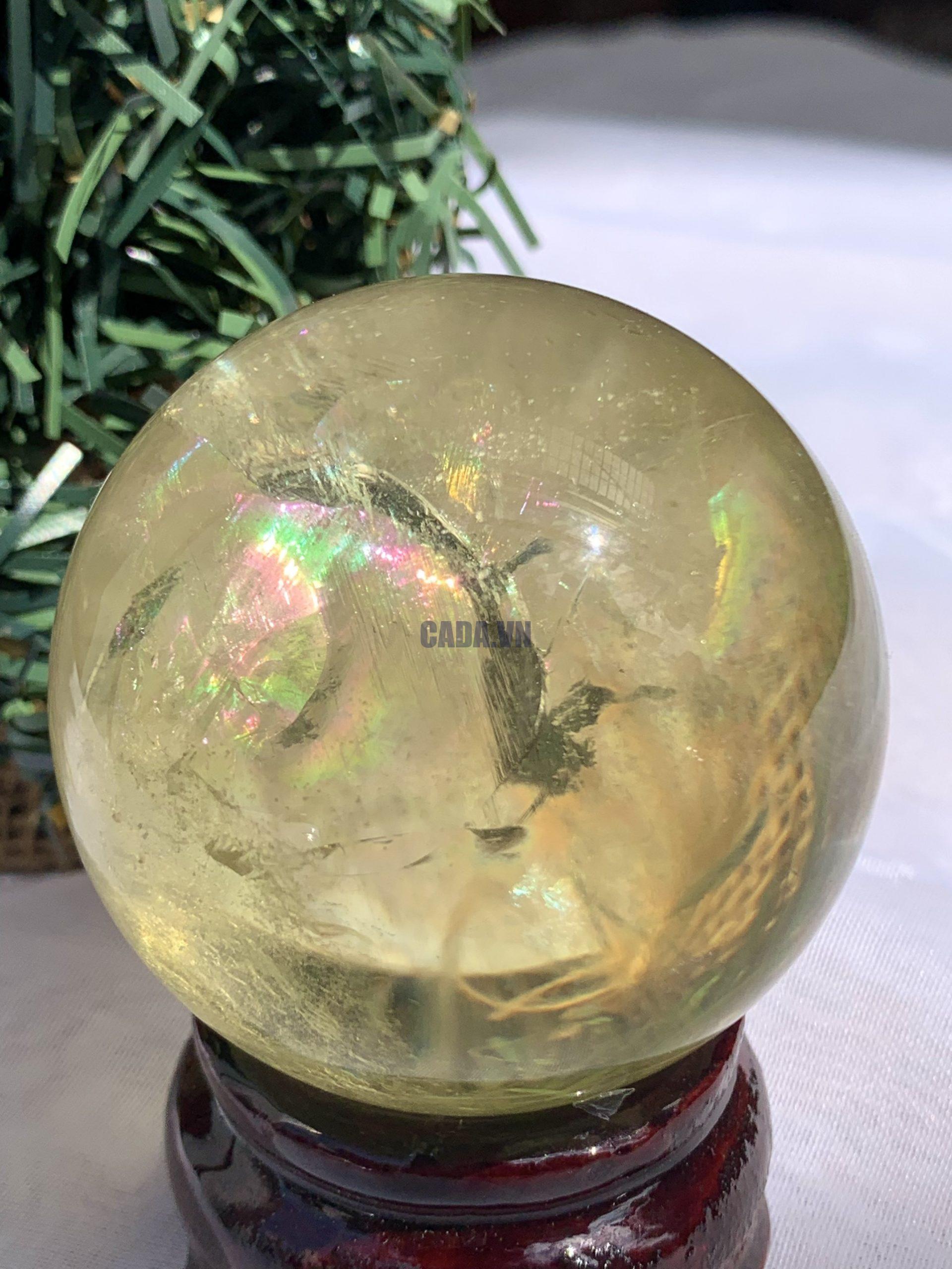 BI CẦU THẠCH ANH VÀNG – Citrine Sphere KL: 0.238 KG; ĐK: 5.5 cm (V03)