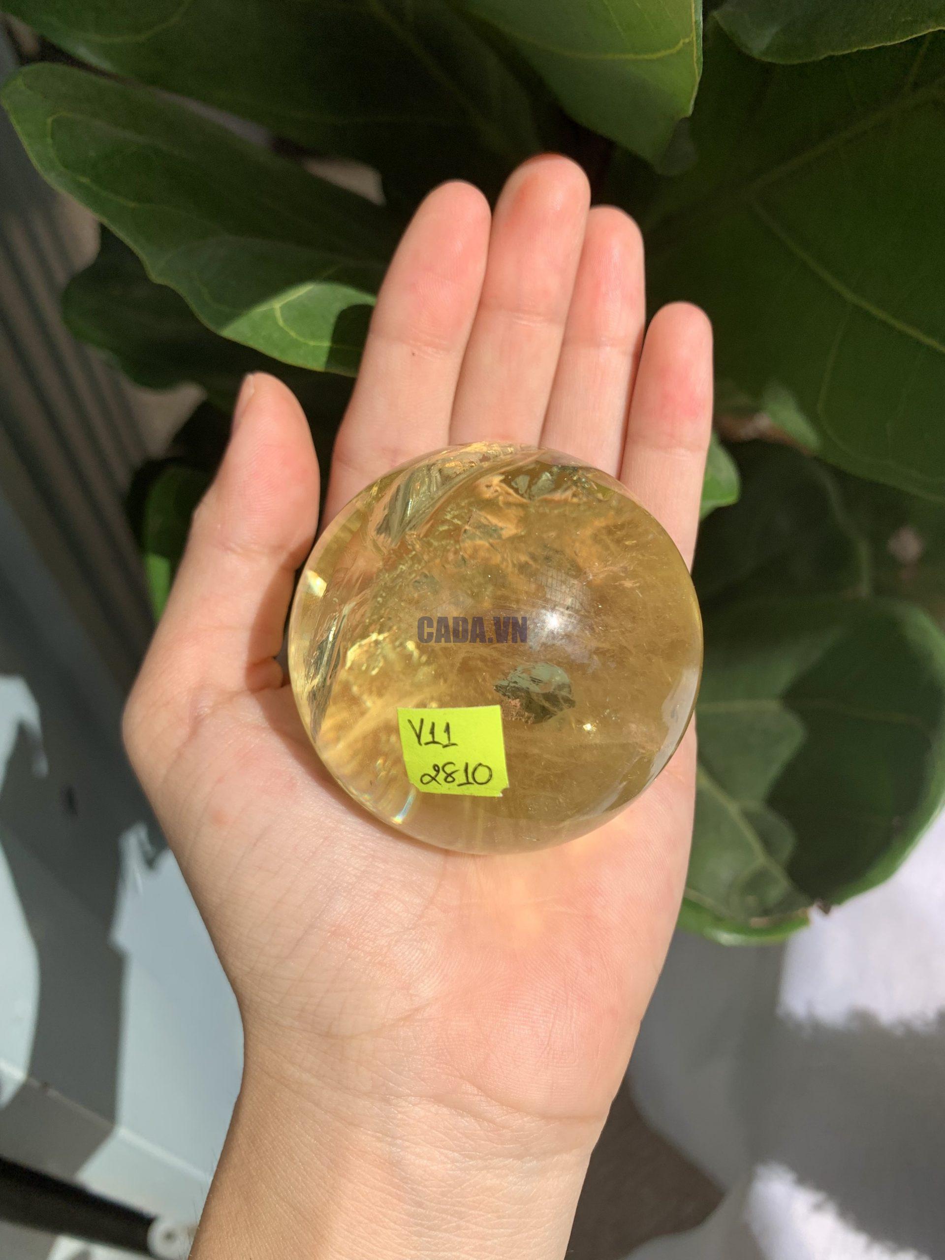 BI CẦU THẠCH ANH VÀNG – Citrine Sphere KL: 0,234 KG; ĐK: 5,5 cm (V11)