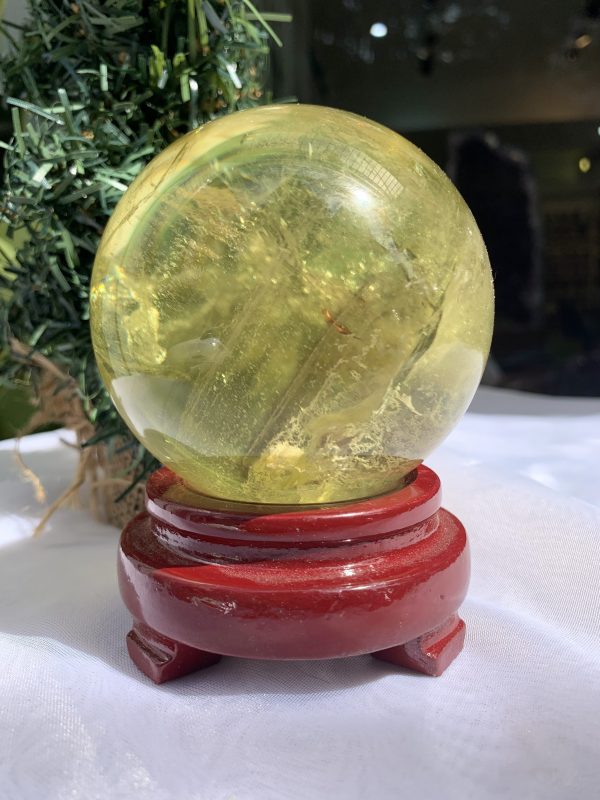 BI CẦU THẠCH ANH VÀNG – Citrine Sphere KL: 0,714 KG; ĐK: 7,9 cm (V27)