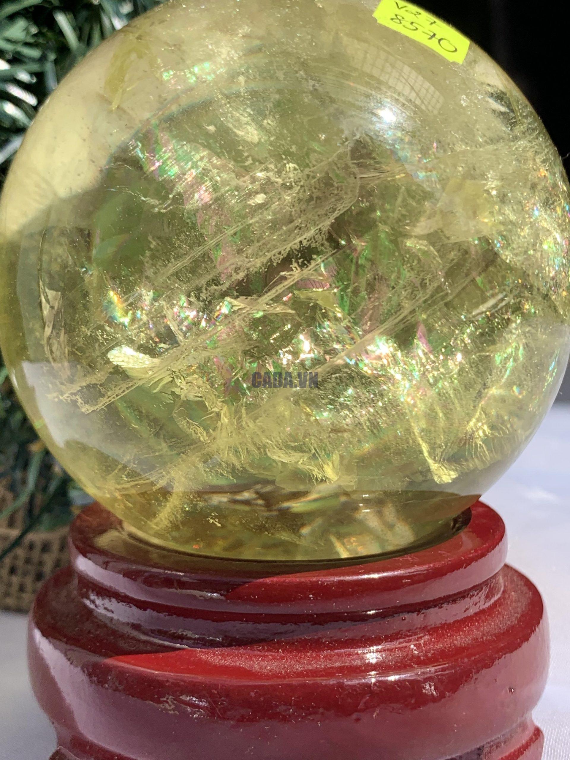 BI CẦU THẠCH ANH VÀNG – Citrine Sphere KL: 0,714 KG; ĐK: 7,9 cm (V27)