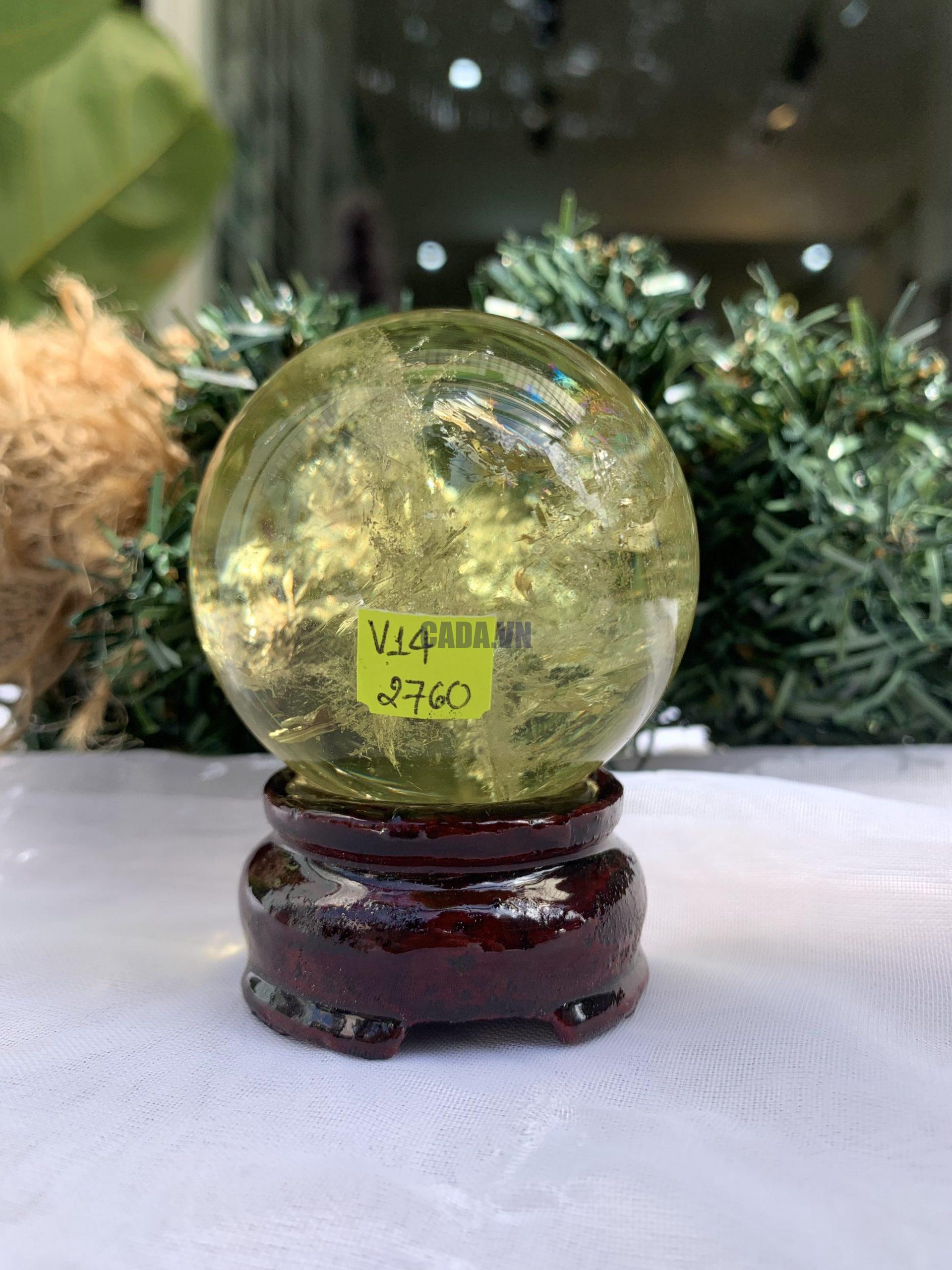 BI CẦU THẠCH ANH VÀNG – Citrine Sphere KL: 0,23 KG; ĐK: 5,5 cm (V14)