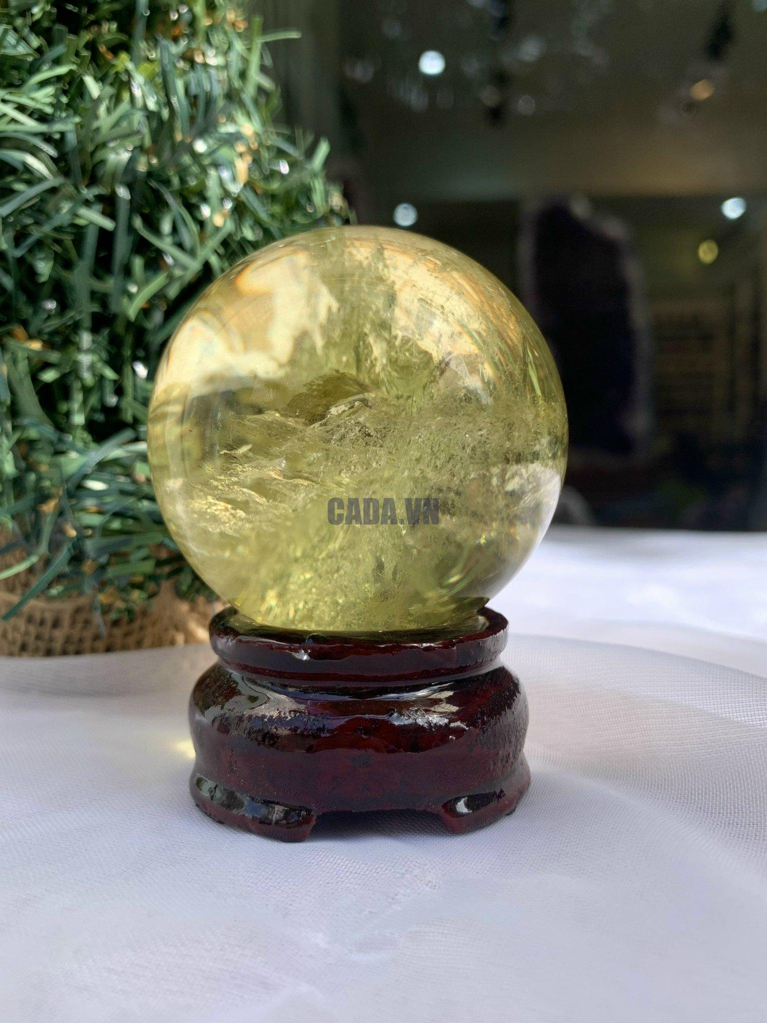 BI CẦU THẠCH ANH VÀNG – Citrine Sphere KL: 0,23 KG; ĐK: 5,5 cm (V14)