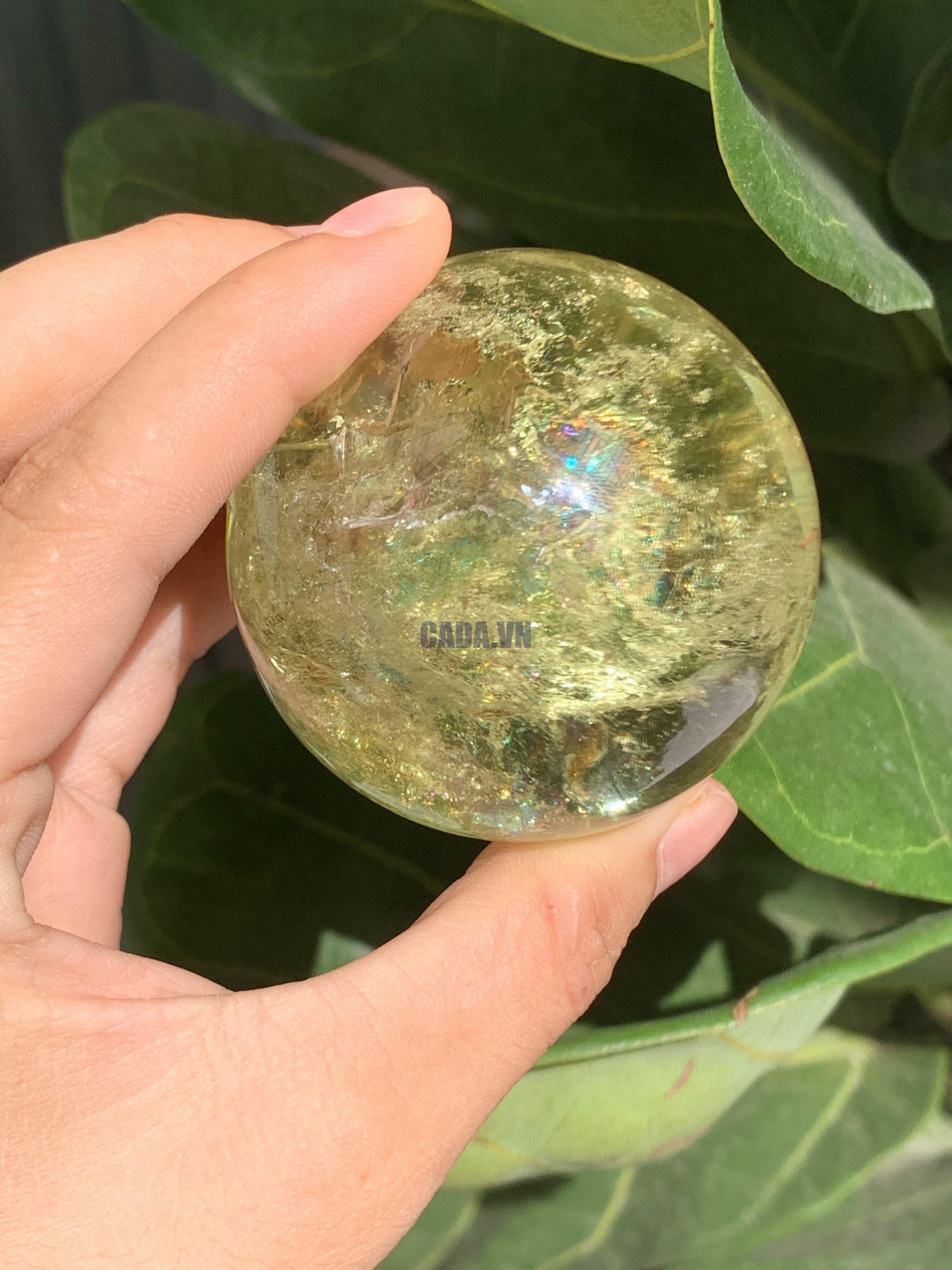 BI CẦU THẠCH ANH VÀNG – Citrine Sphere KL: 0,23 KG; ĐK: 5,5 cm (V14)