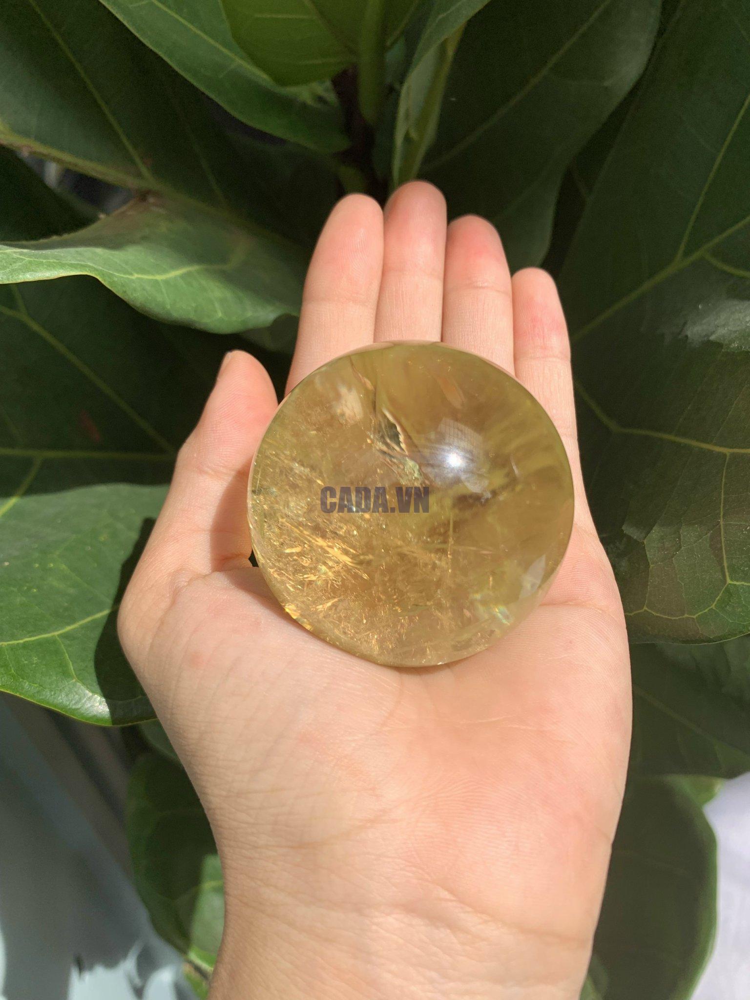 BI CẦU THẠCH ANH VÀNG – Citrine Sphere KL: 0,23 KG; ĐK: 5,5 cm (V14)