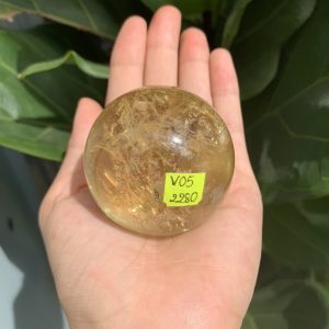 BI CẦU THẠCH ANH VÀNG – Citrine Sphere KL: 0.19 KG; ĐK: 5.1 cm (V05)