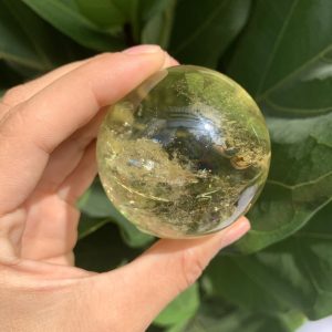 BI CẦU THẠCH ANH VÀNG – Citrine Sphere KL: 0.19 KG; ĐK: 5.1 cm (V05)