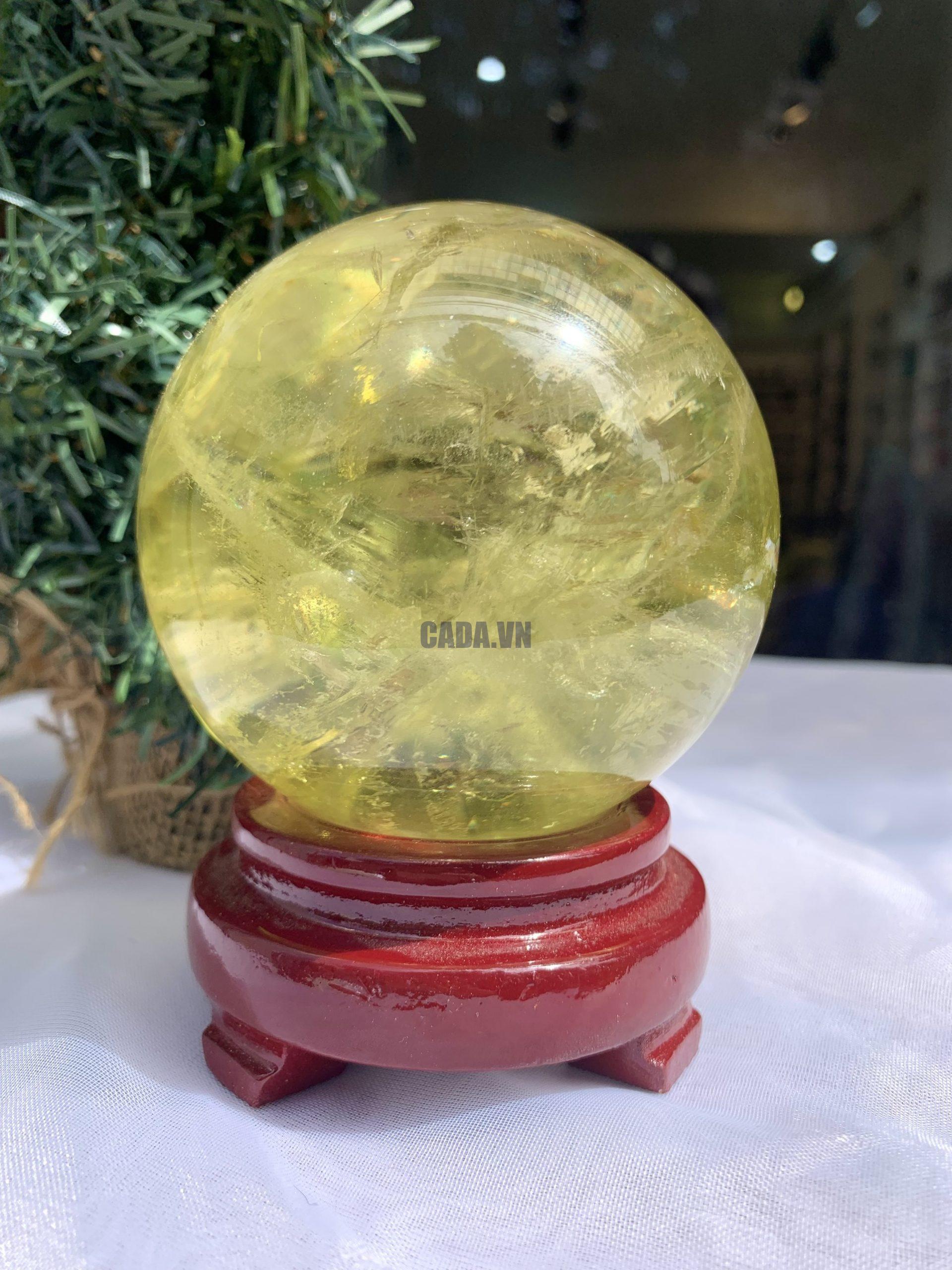 BI CẦU THẠCH ANH VÀNG – Citrine Sphere KL: 0,876 KG; ĐK: 8,6 cm (V31)