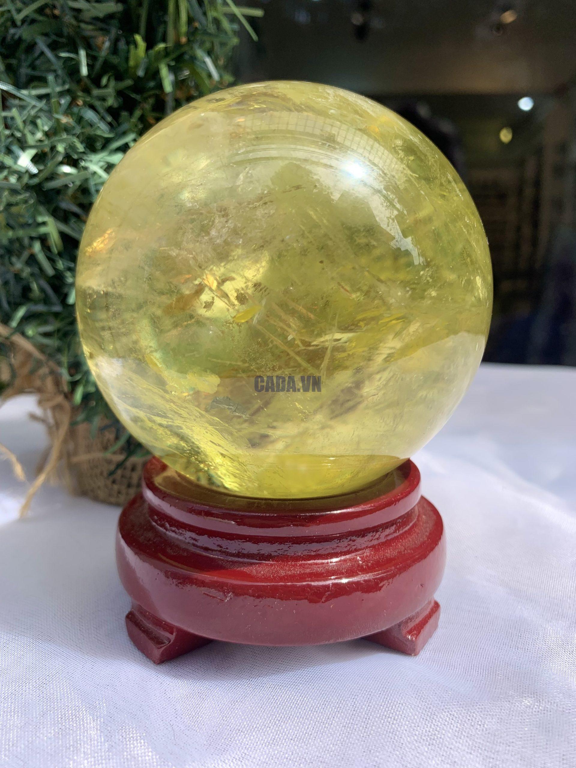 BI CẦU THẠCH ANH VÀNG – Citrine Sphere KL: 0,876 KG; ĐK: 8,6 cm (V31)