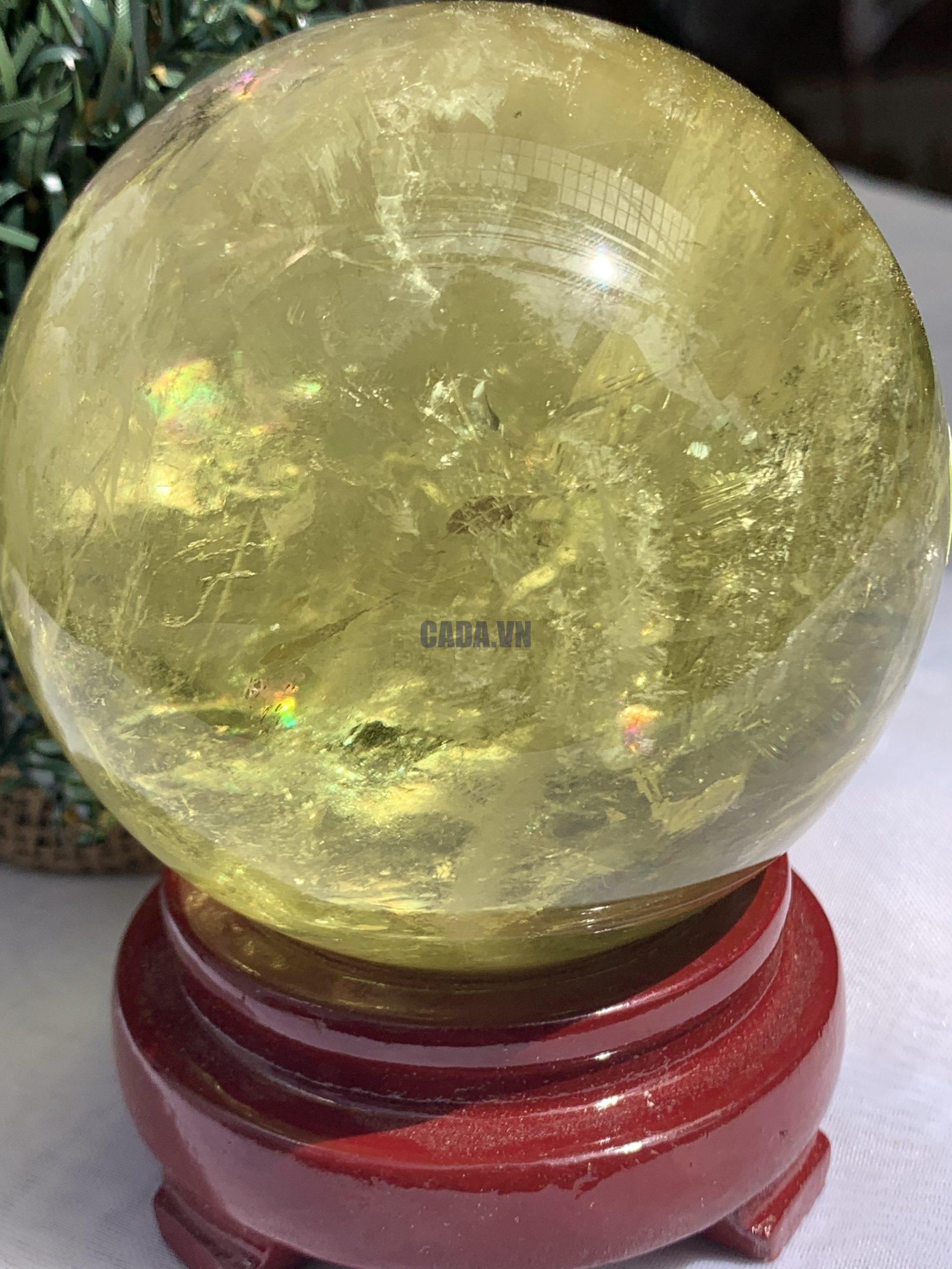 BI CẦU THẠCH ANH VÀNG – Citrine Sphere KL: 0,876 KG; ĐK: 8,6 cm (V31)