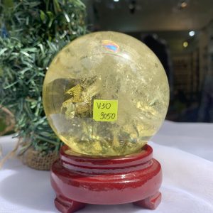BI CẦU THẠCH ANH VÀNG – Citrine Sphere KL: 0,754 KG; ĐK: 8,2 cm (V30)