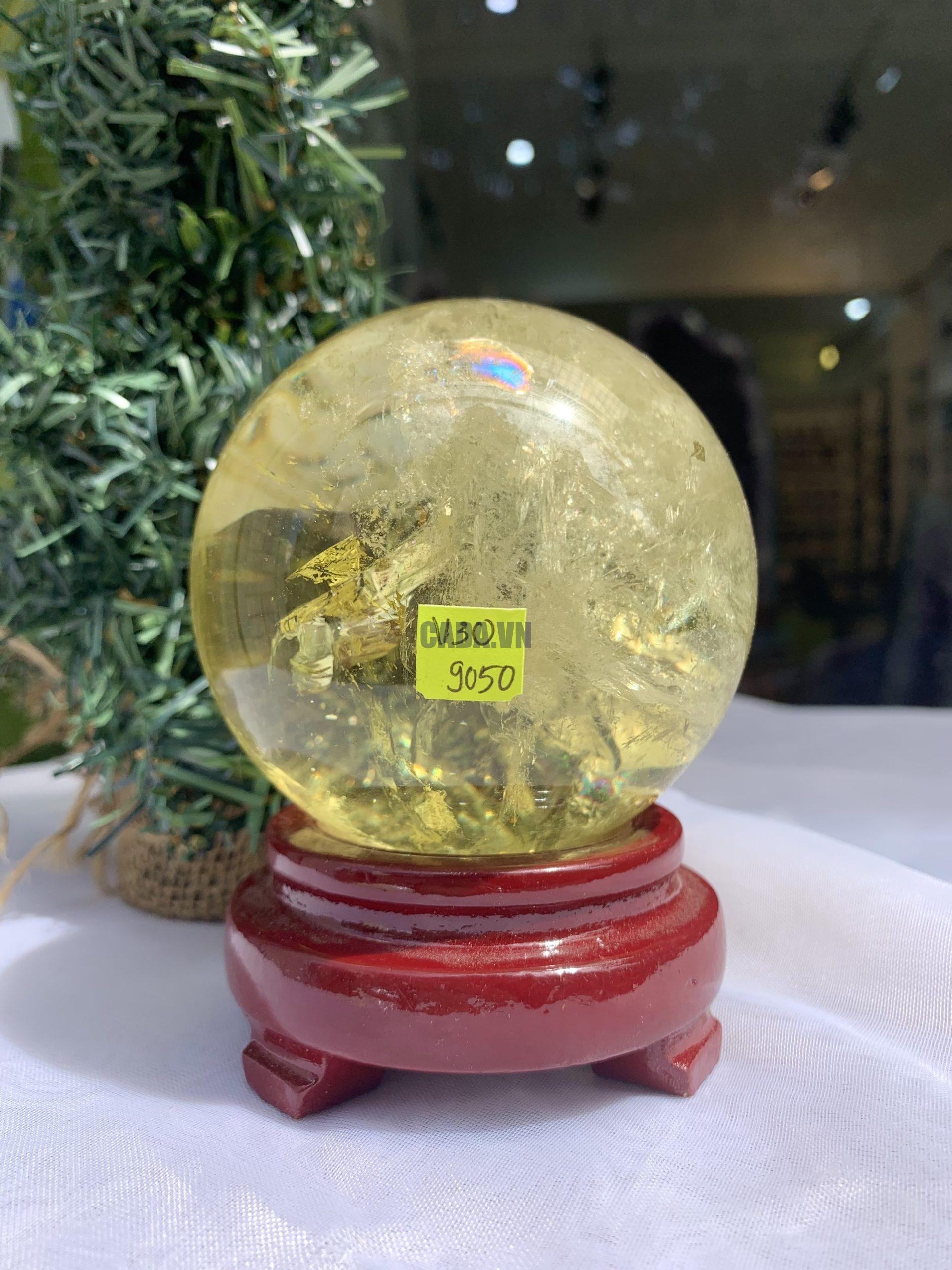 BI CẦU THẠCH ANH VÀNG – Citrine Sphere KL: 0,754 KG; ĐK: 8,2 cm (V30)