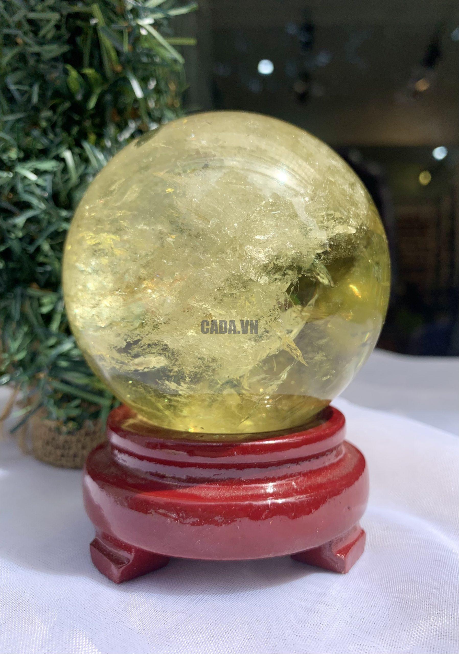 BI CẦU THẠCH ANH VÀNG – Citrine Sphere KL: 0,754 KG; ĐK: 8,2 cm (V30)