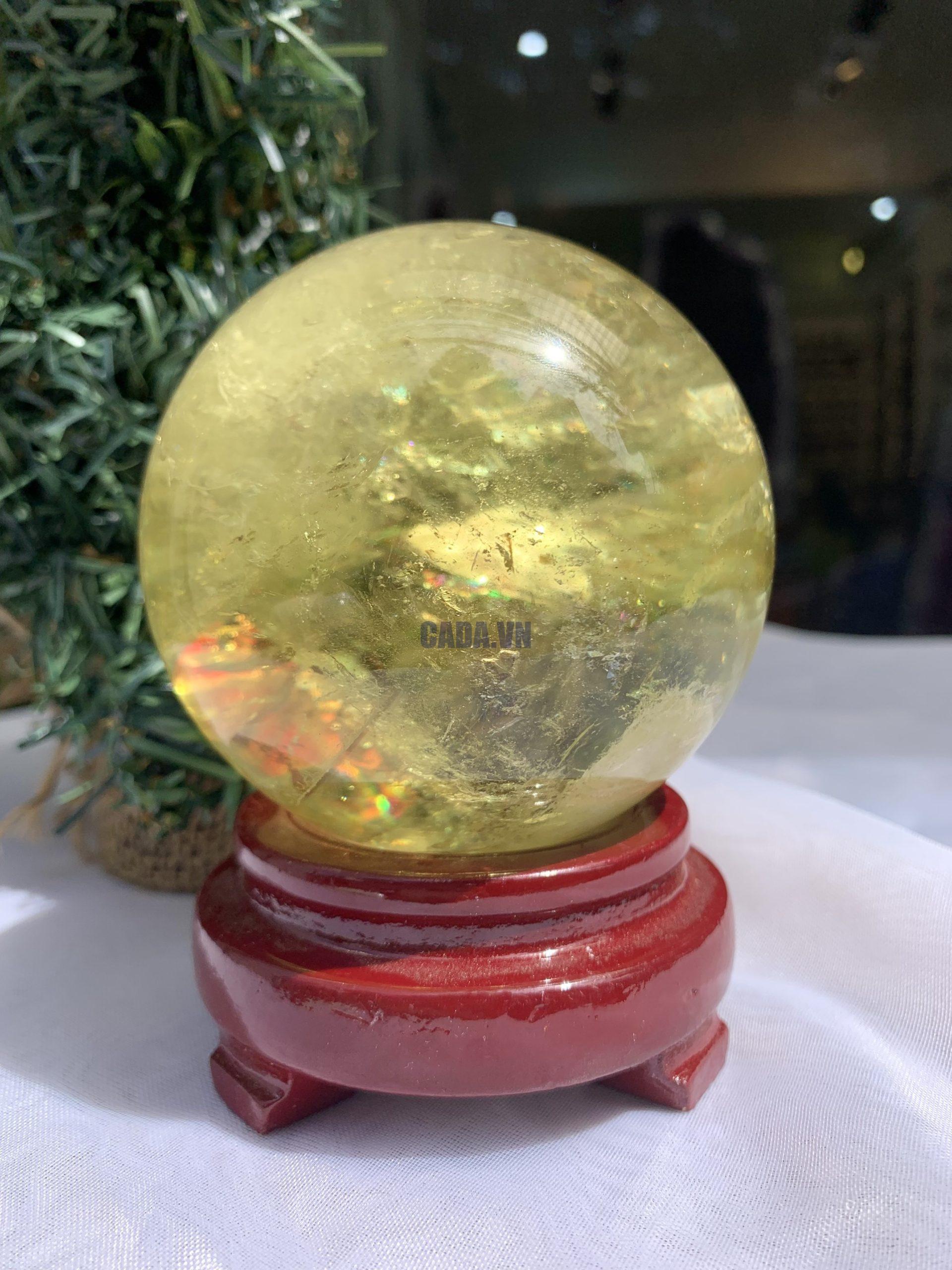 BI CẦU THẠCH ANH VÀNG – Citrine Sphere KL: 0,754 KG; ĐK: 8,2 cm (V30)