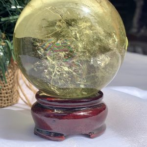 BI CẦU THẠCH ANH VÀNG – Citrine Sphere KL: 0,38 KG; ĐK: 6,4 cm (V19)