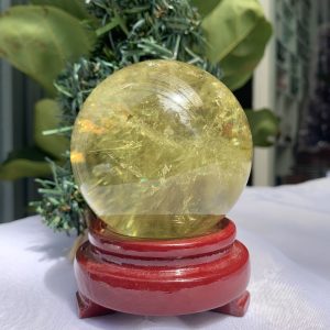 BI CẦU THẠCH ANH VÀNG – Citrine Sphere KL: 0,566 KG; ĐK: 7,4 cm (V28)