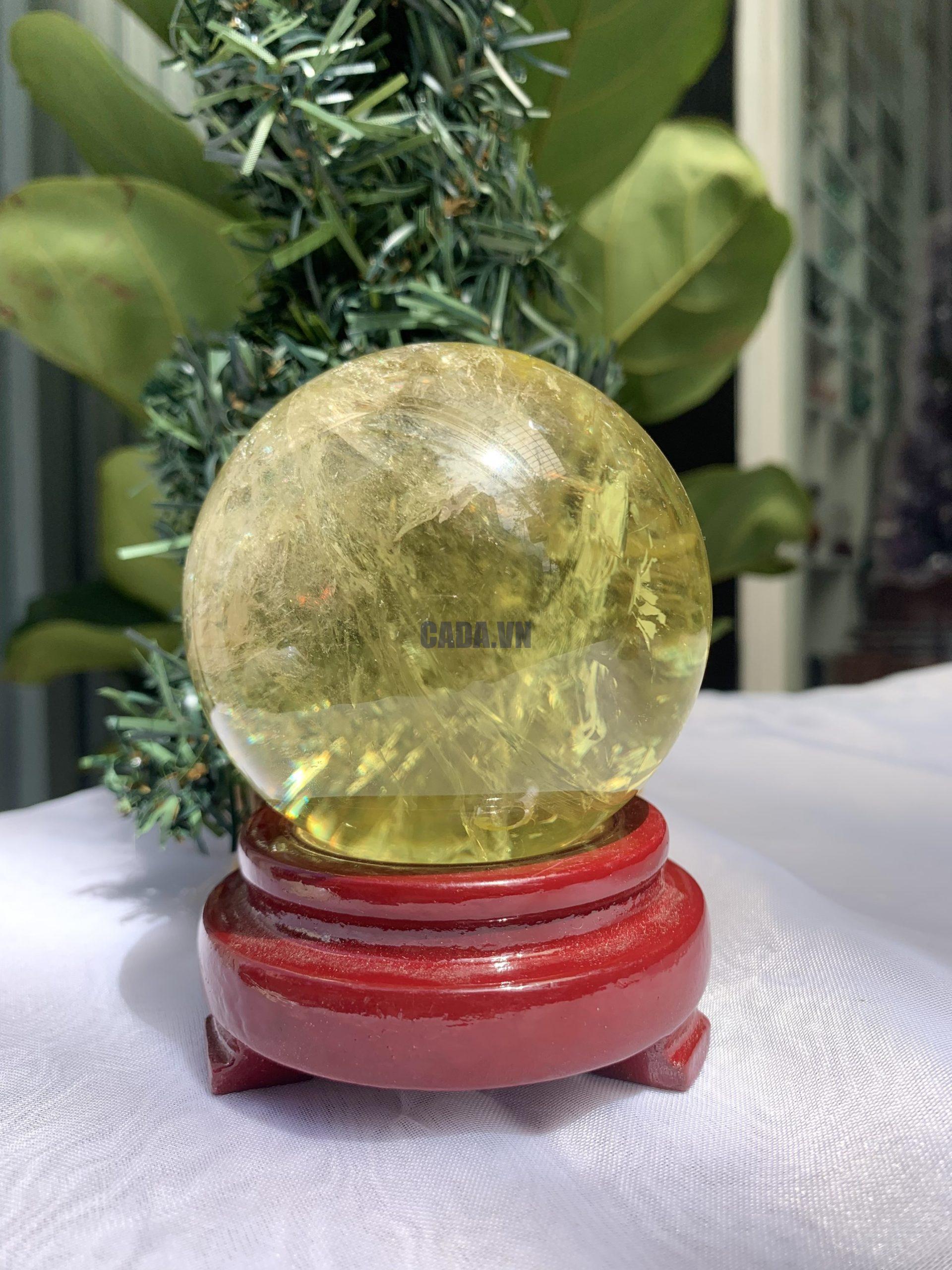 BI CẦU THẠCH ANH VÀNG – Citrine Sphere KL: 0,566 KG; ĐK: 7,4 cm (V28)