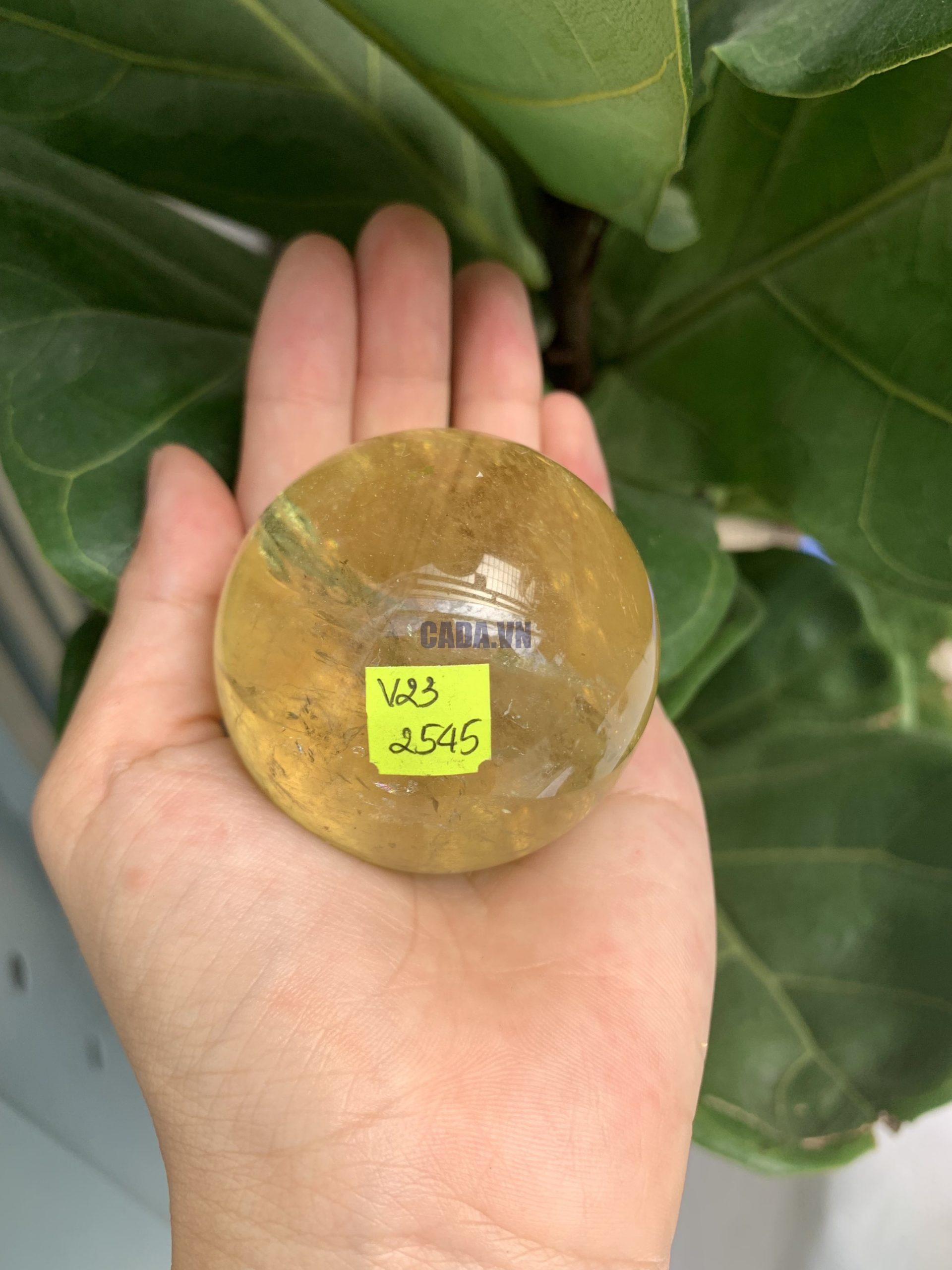 BI CẦU THẠCH ANH VÀNG – Citrine Sphere KL: 0,21 KG; ĐK: 5,3 cm (V23)