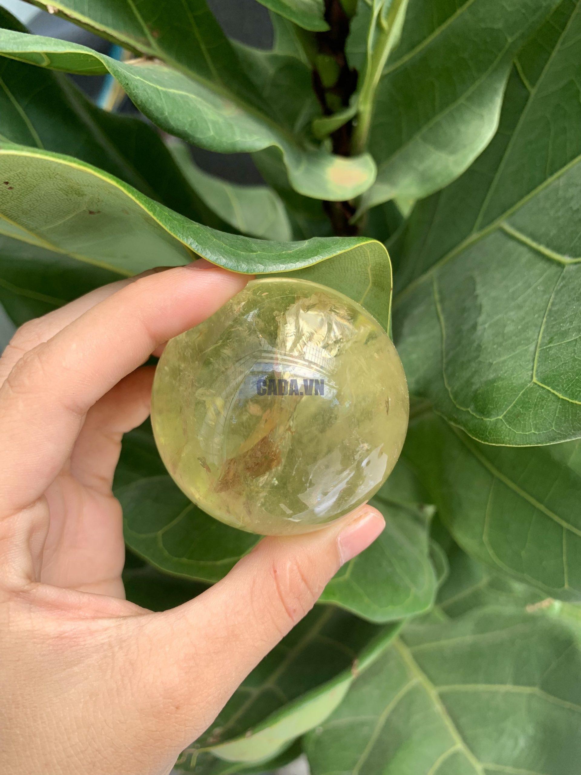 BI CẦU THẠCH ANH VÀNG – Citrine Sphere KL: 0,21 KG; ĐK: 5,3 cm (V23)