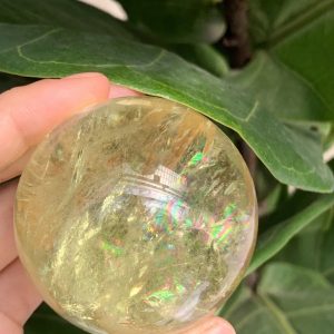 BI CẦU THẠCH ANH VÀNG – Citrine Sphere KL: 0,21 KG; ĐK: 5,3 cm (V23)