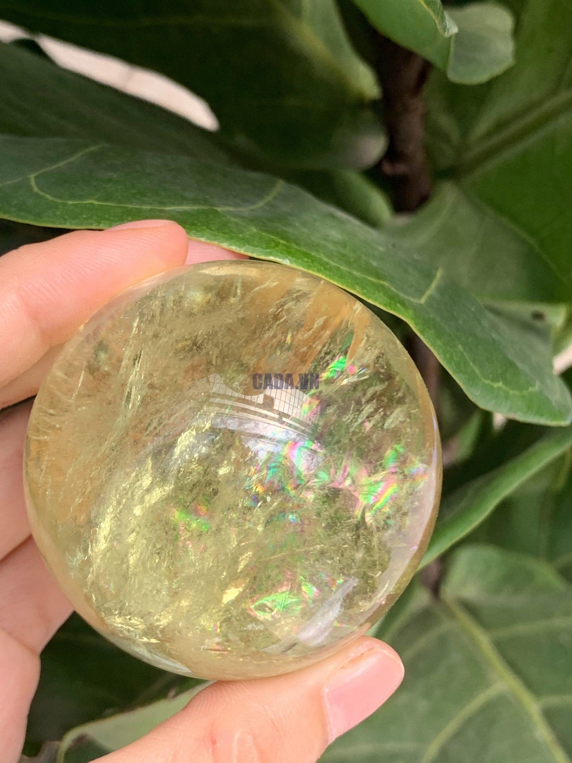 BI CẦU THẠCH ANH VÀNG – Citrine Sphere KL: 0,21 KG; ĐK: 5,3 cm (V23)