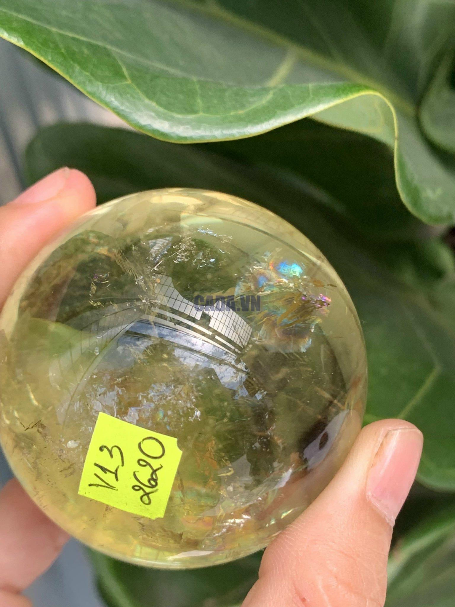 BI CẦU THẠCH ANH VÀNG – Citrine Sphere KL: 0,218 KG; ĐK: 5,3 cm (V13)