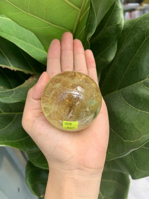 BI CẦU THẠCH ANH VÀNG – Citrine Sphere KL: 0,24 KG; ĐK: 5,5 cm (V09)