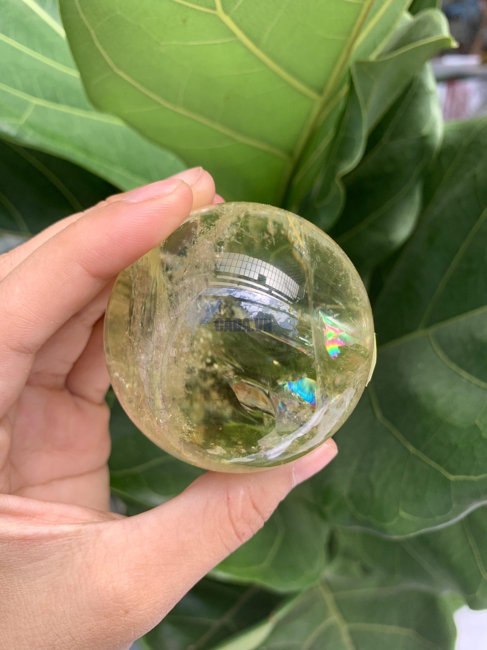 BI CẦU THẠCH ANH VÀNG – Citrine Sphere KL: 0,24 KG; ĐK: 5,5 cm (V09)